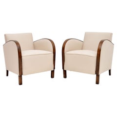 1930’s Pair of Art Deco Satin Birch Armchairs