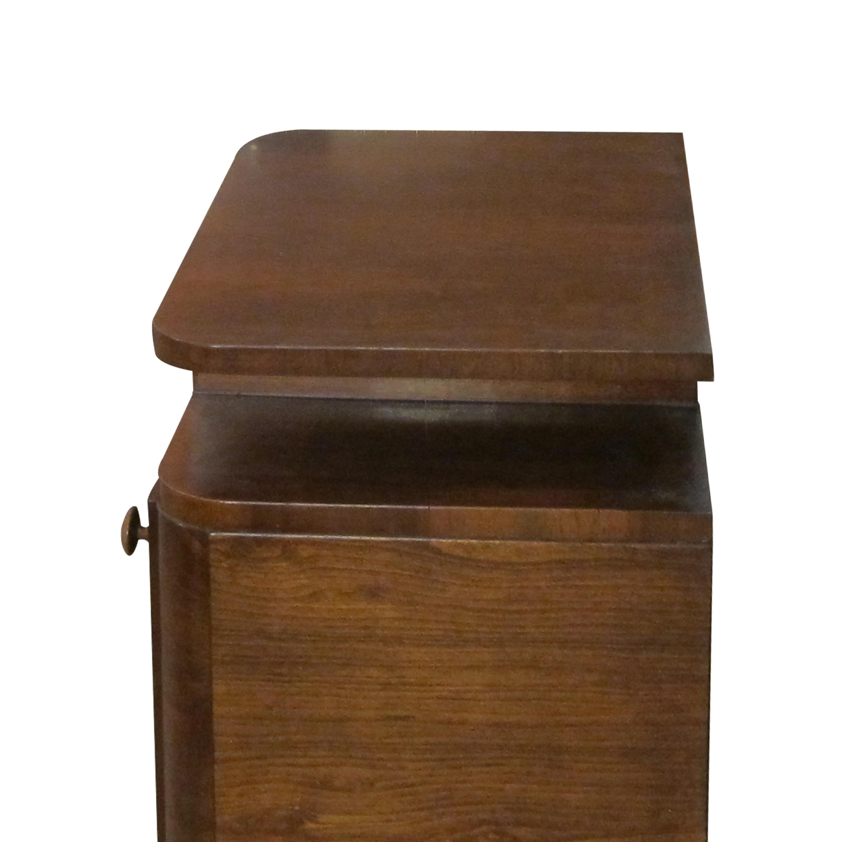 1930s Pair of Art Deco Walnut Veneers Bedside Table/Nightstands,  French 6