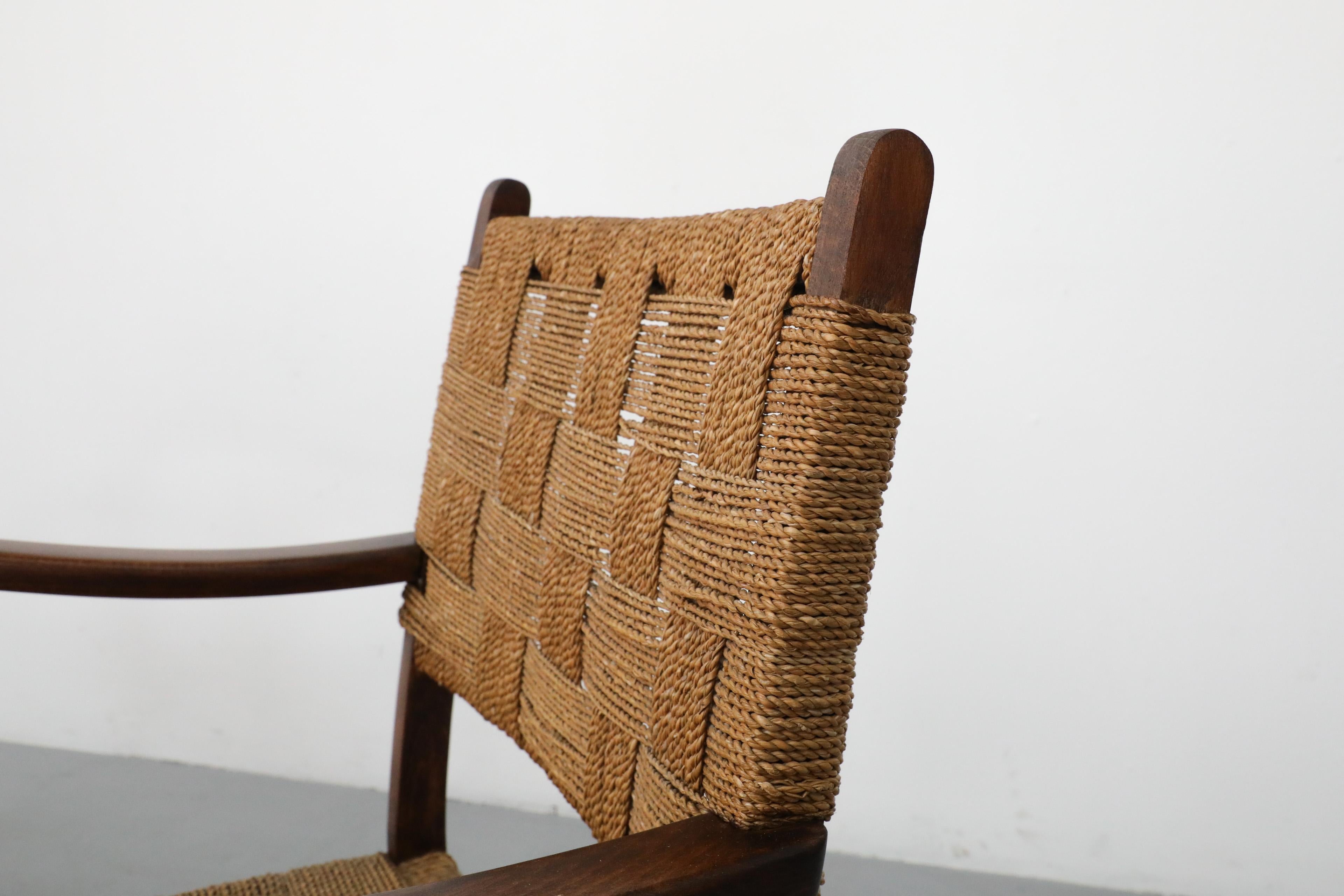 1930's Pair of Axel Larsson for SMF Bodafors Hand Woven Rope and Wood Armchairs 5
