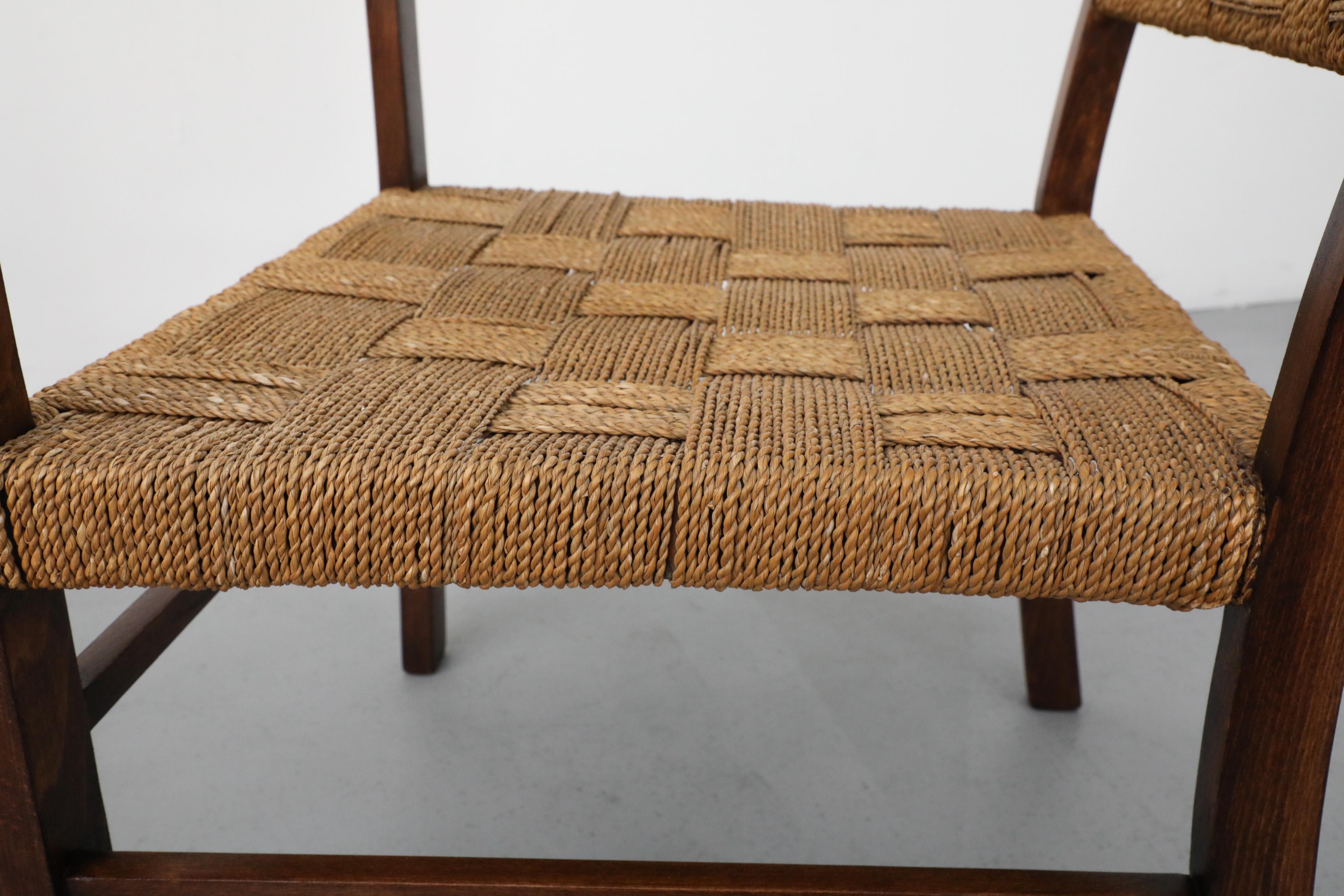 1930's Pair of Axel Larsson for SMF Bodafors Hand Woven Rope and Wood Armchairs 8