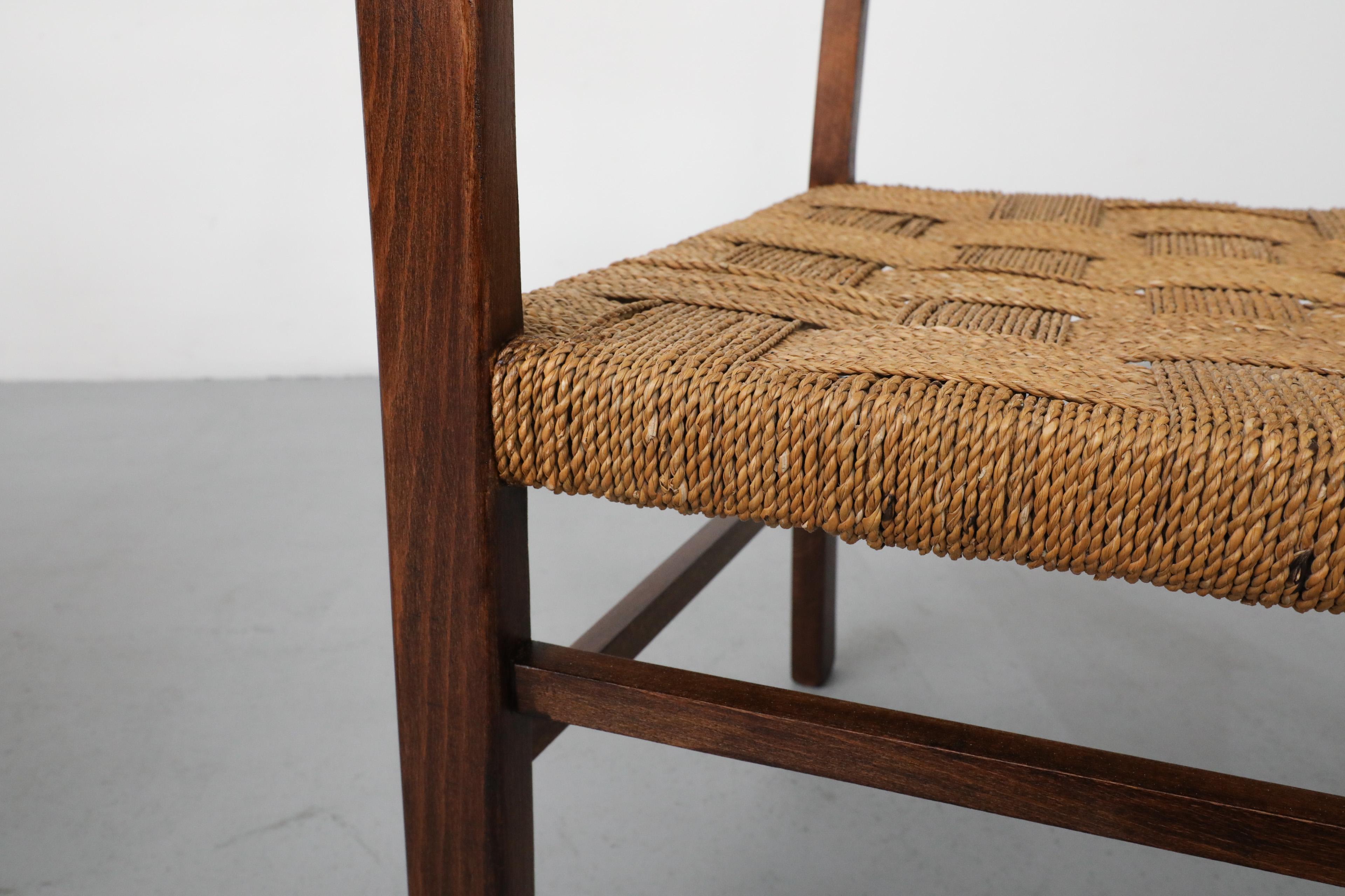 1930's Pair of Axel Larsson for SMF Bodafors Hand Woven Rope and Wood Armchairs 9