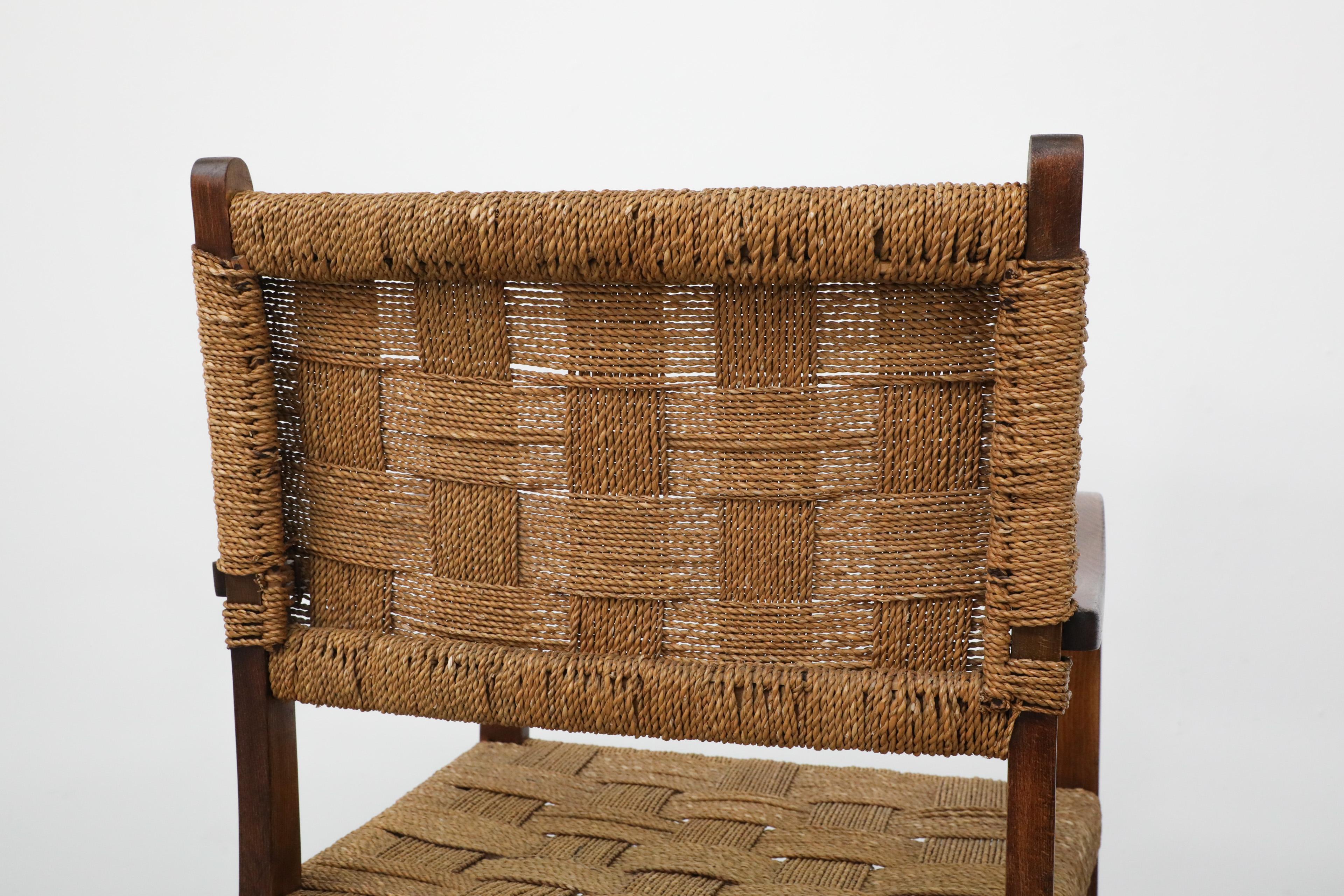 1930's Pair of Axel Larsson for SMF Bodafors Hand Woven Rope and Wood Armchairs 11