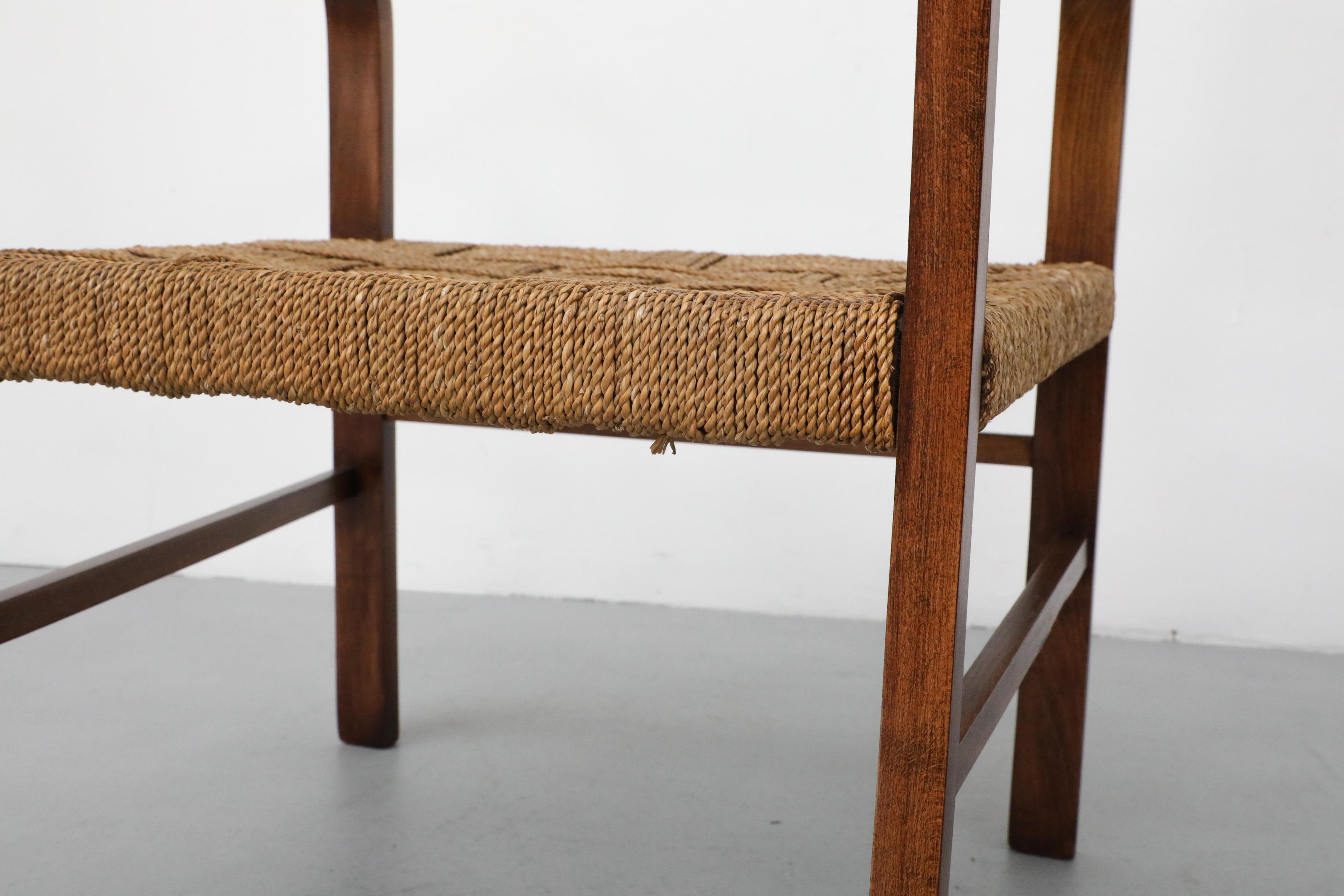 1930's Pair of Axel Larsson for SMF Bodafors Hand Woven Rope and Wood Armchairs 12