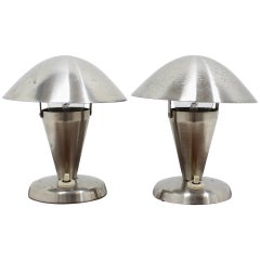 very small table lamps 1930s Pair of Bauhaus Chrome Small Table Lamps, Czechoslovakia