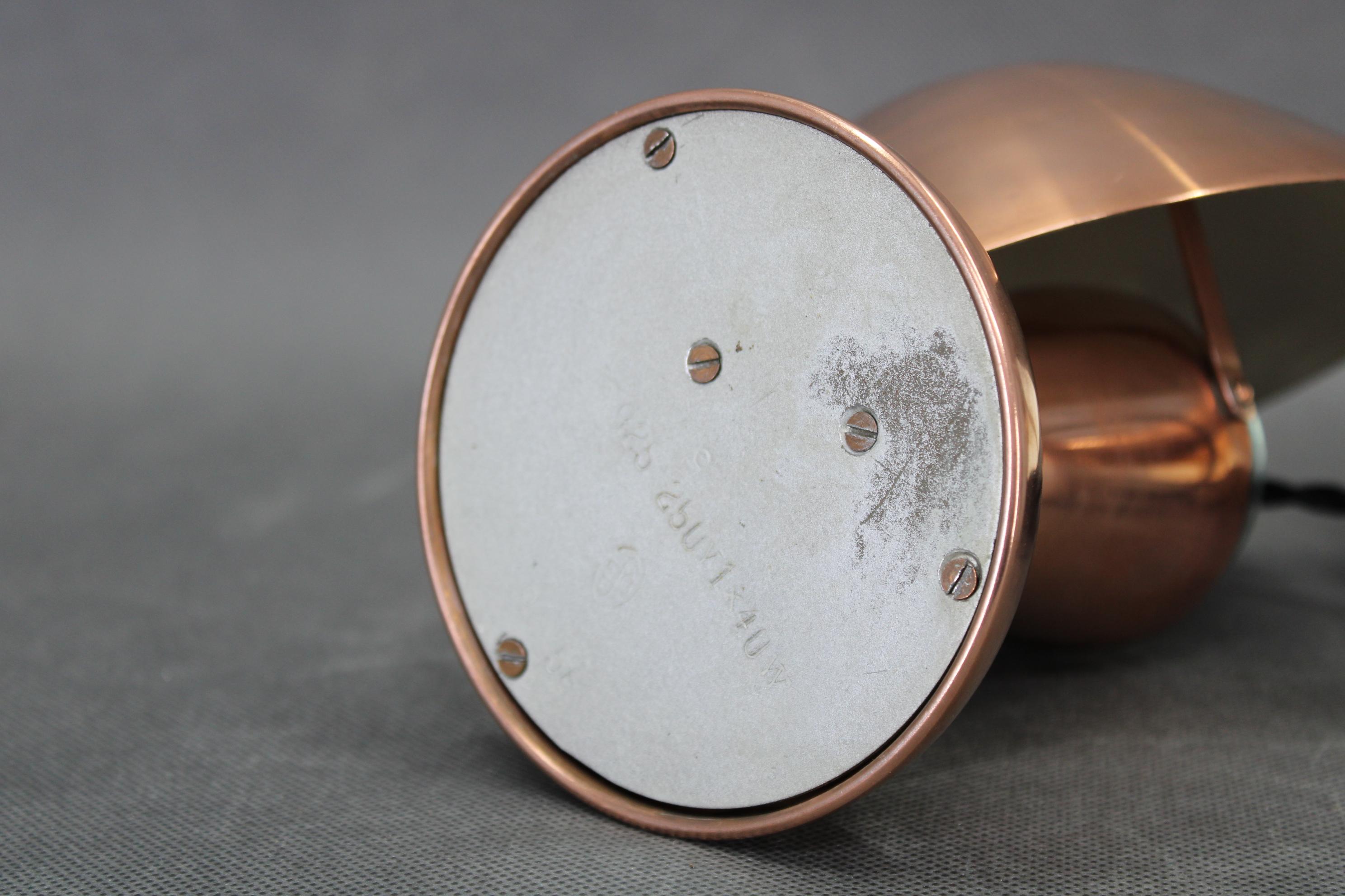 1930s Pair of Bauhaus Mushroom Table Lamps in Copper Finish, Czechoslovakia 5