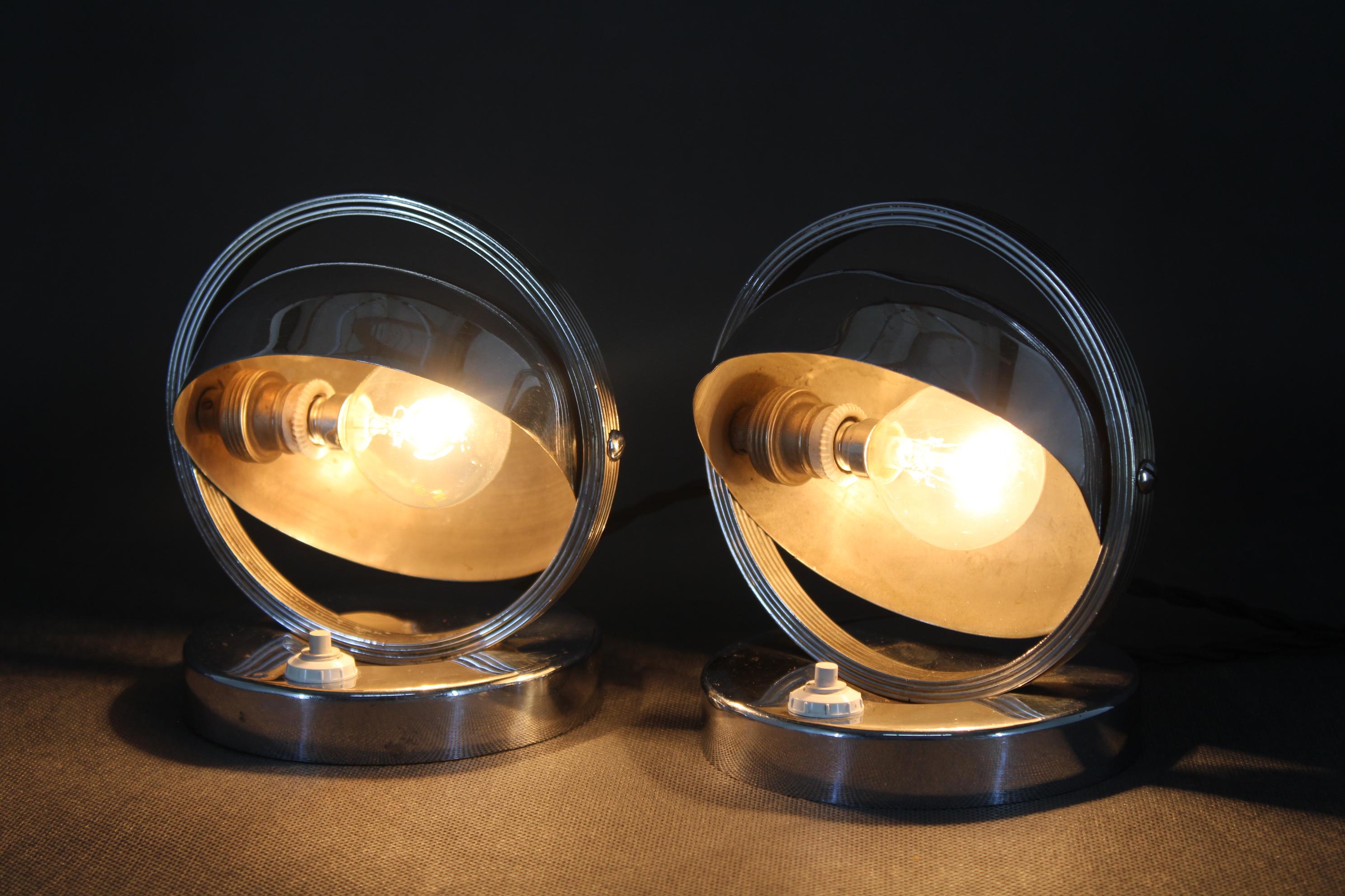 1930s Pair of Bauhaus Nightstand Lamps, Czechoslovakia 5