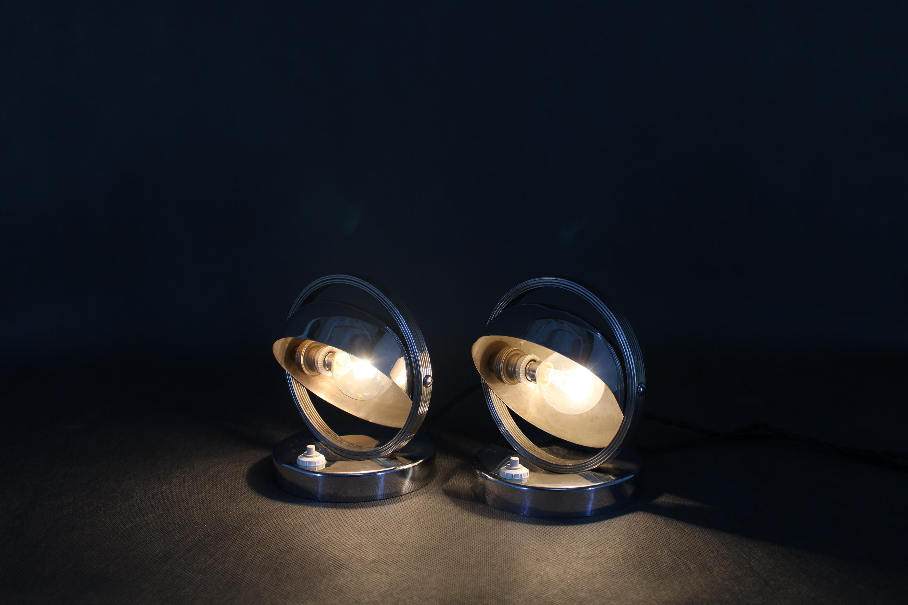 1930s Pair of Bauhaus Nightstand Lamps, Czechoslovakia 6
