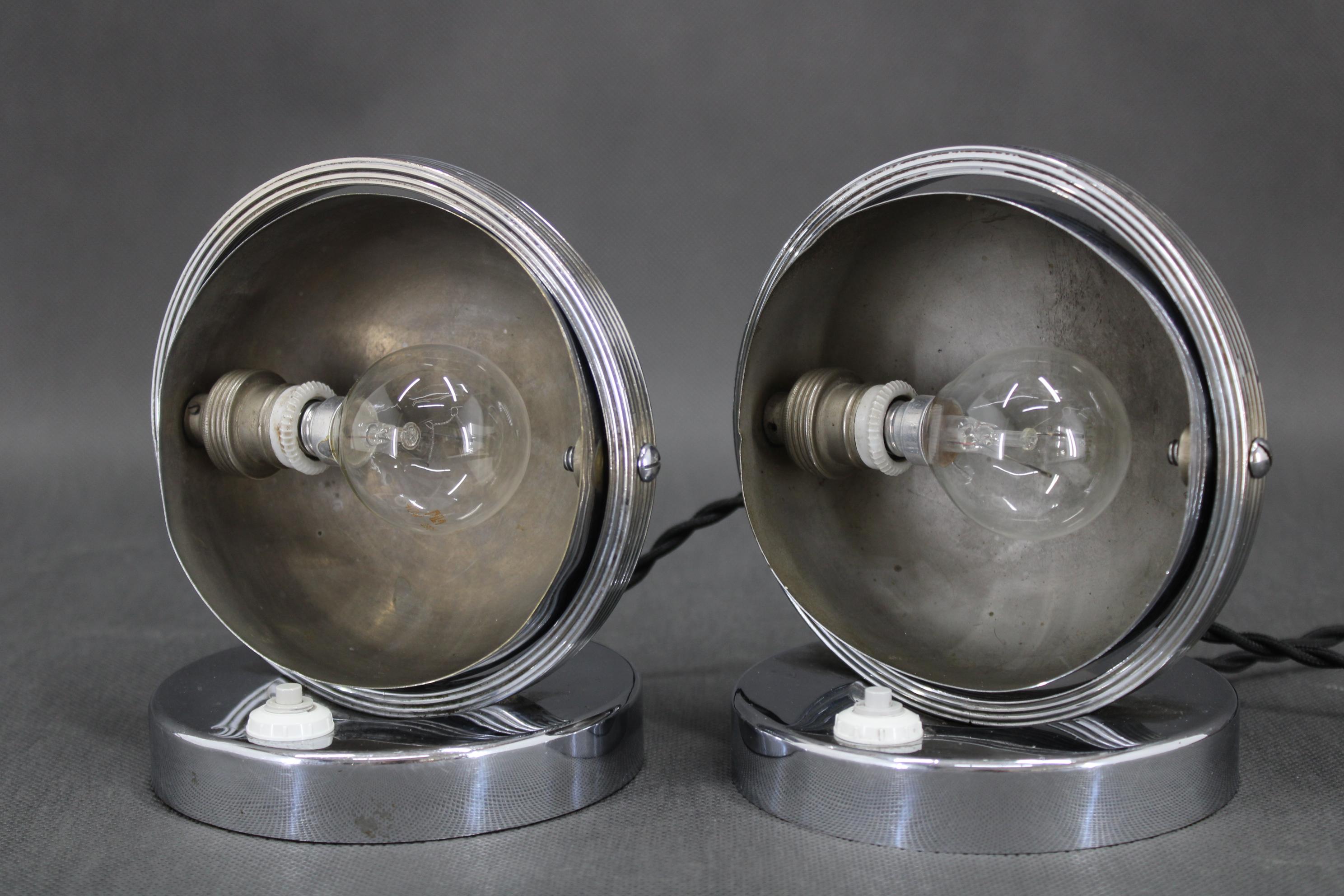 Mid-20th Century 1930s Pair of Bauhaus Nightstand Lamps, Czechoslovakia