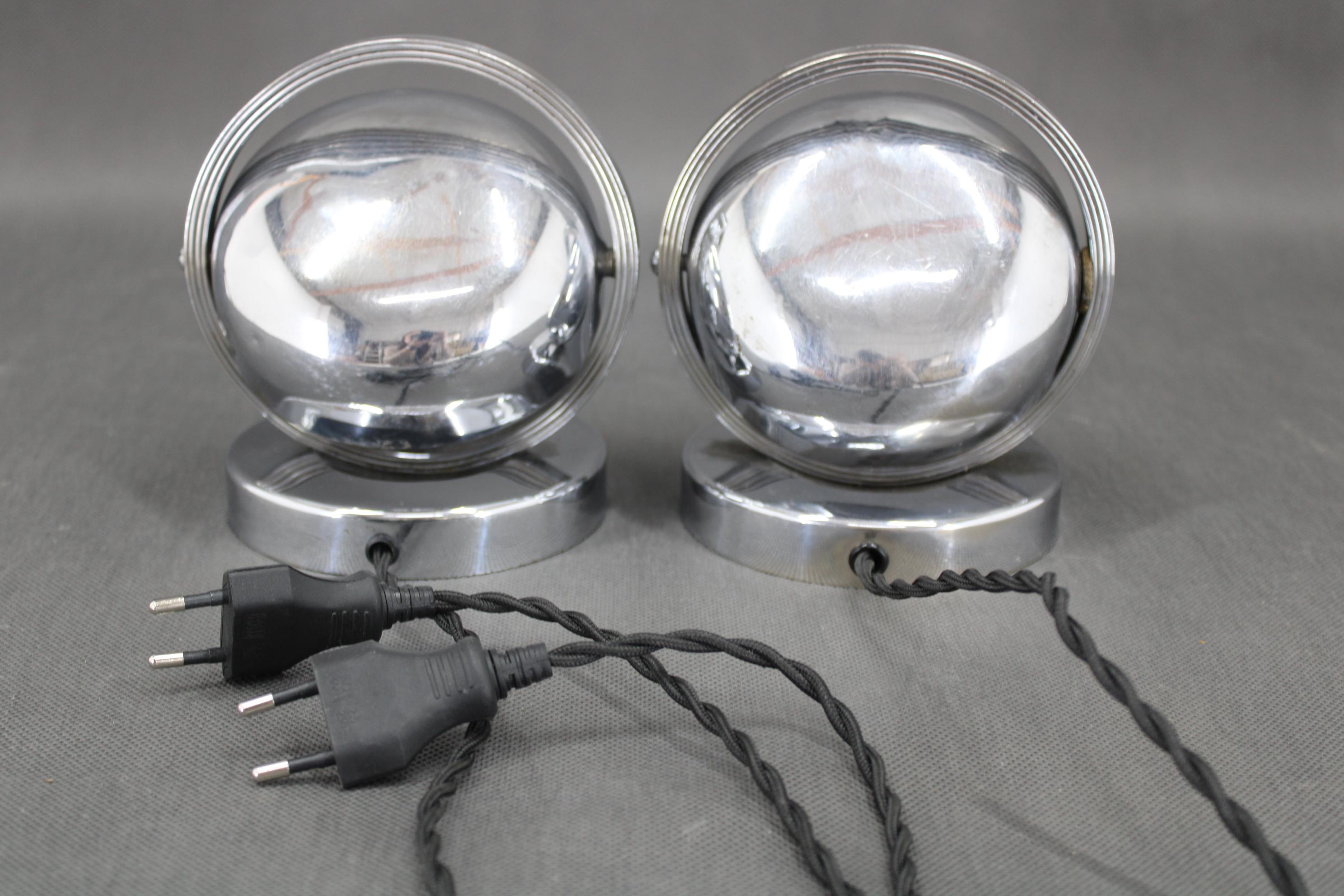 1930s Pair of Bauhaus Nightstand Lamps, Czechoslovakia 2