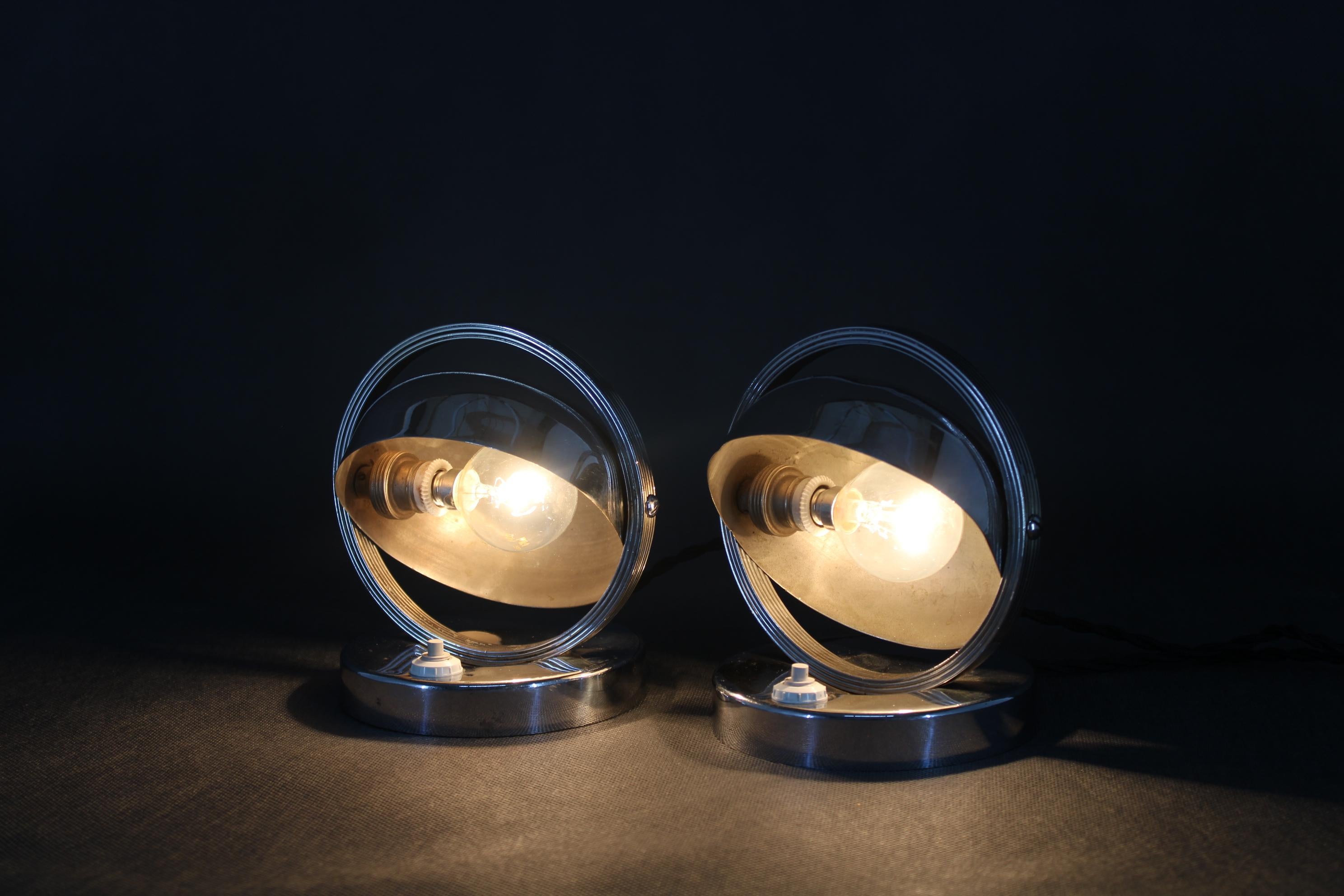 1930s Pair of Bauhaus Nightstand Lamps, Czechoslovakia 4