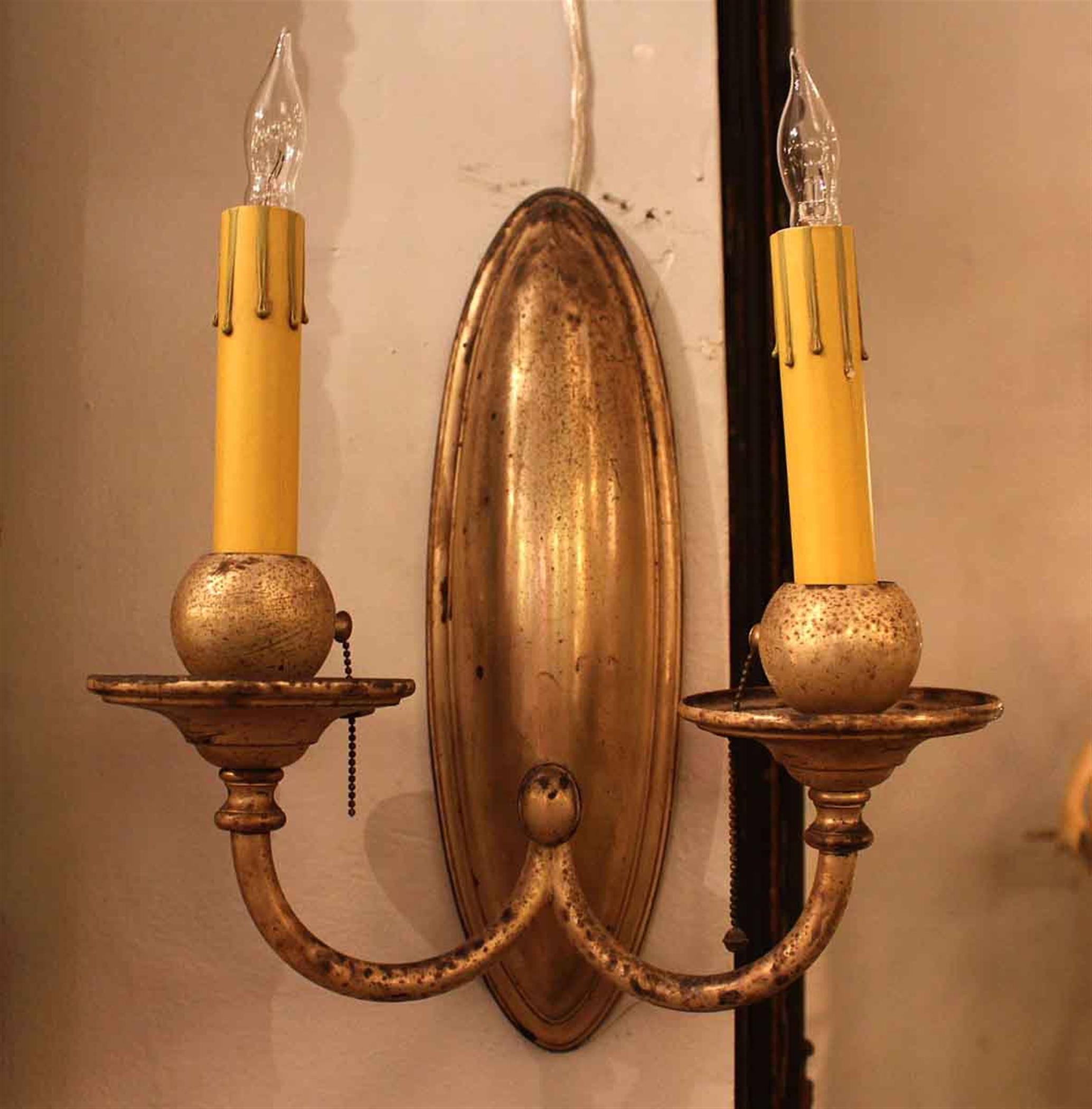 American 1930s Pair of Bradley & Hubbard Two-Arm Silver Plated Sconces