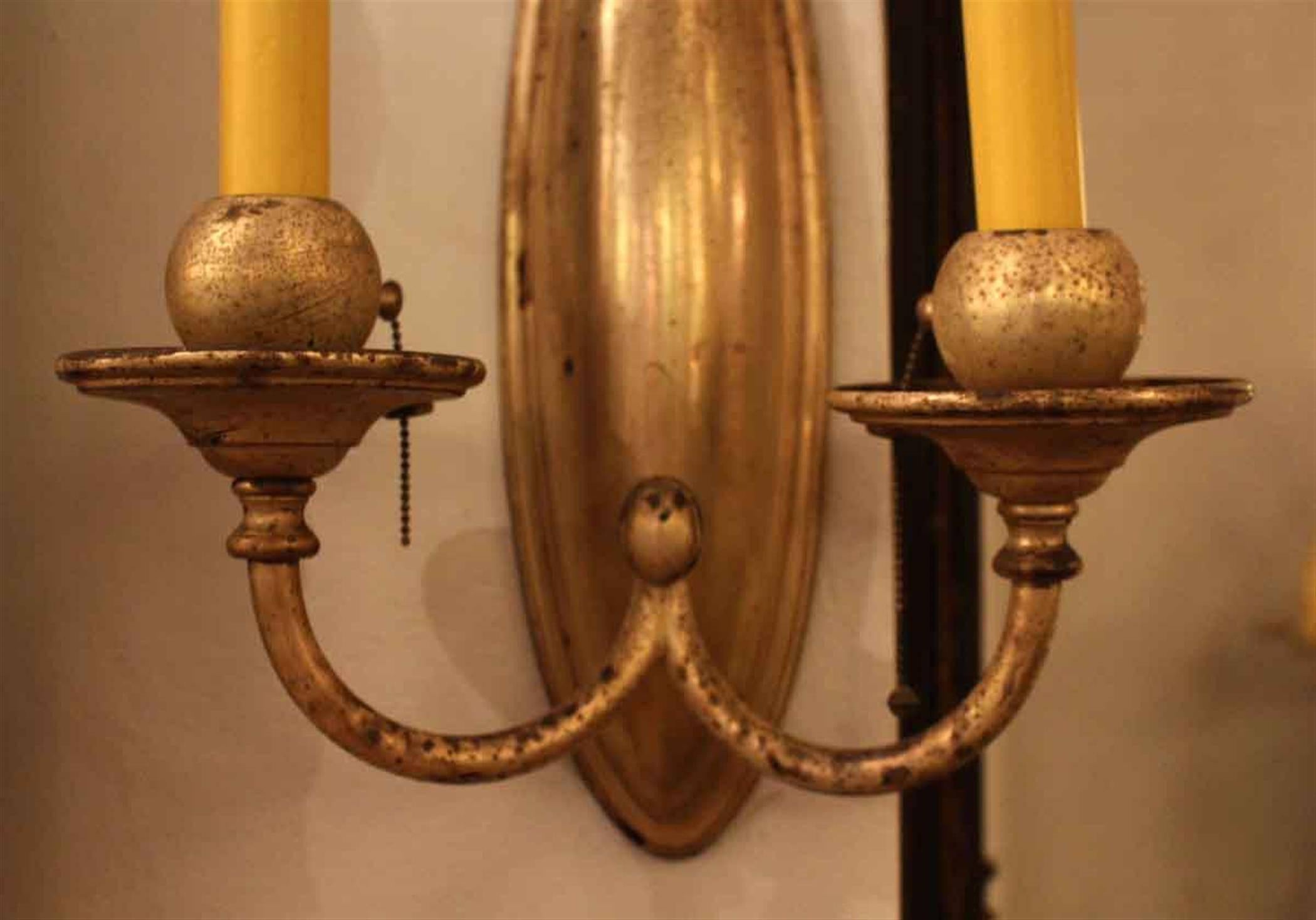 Silvered 1930s Pair of Bradley & Hubbard Two-Arm Silver Plated Sconces