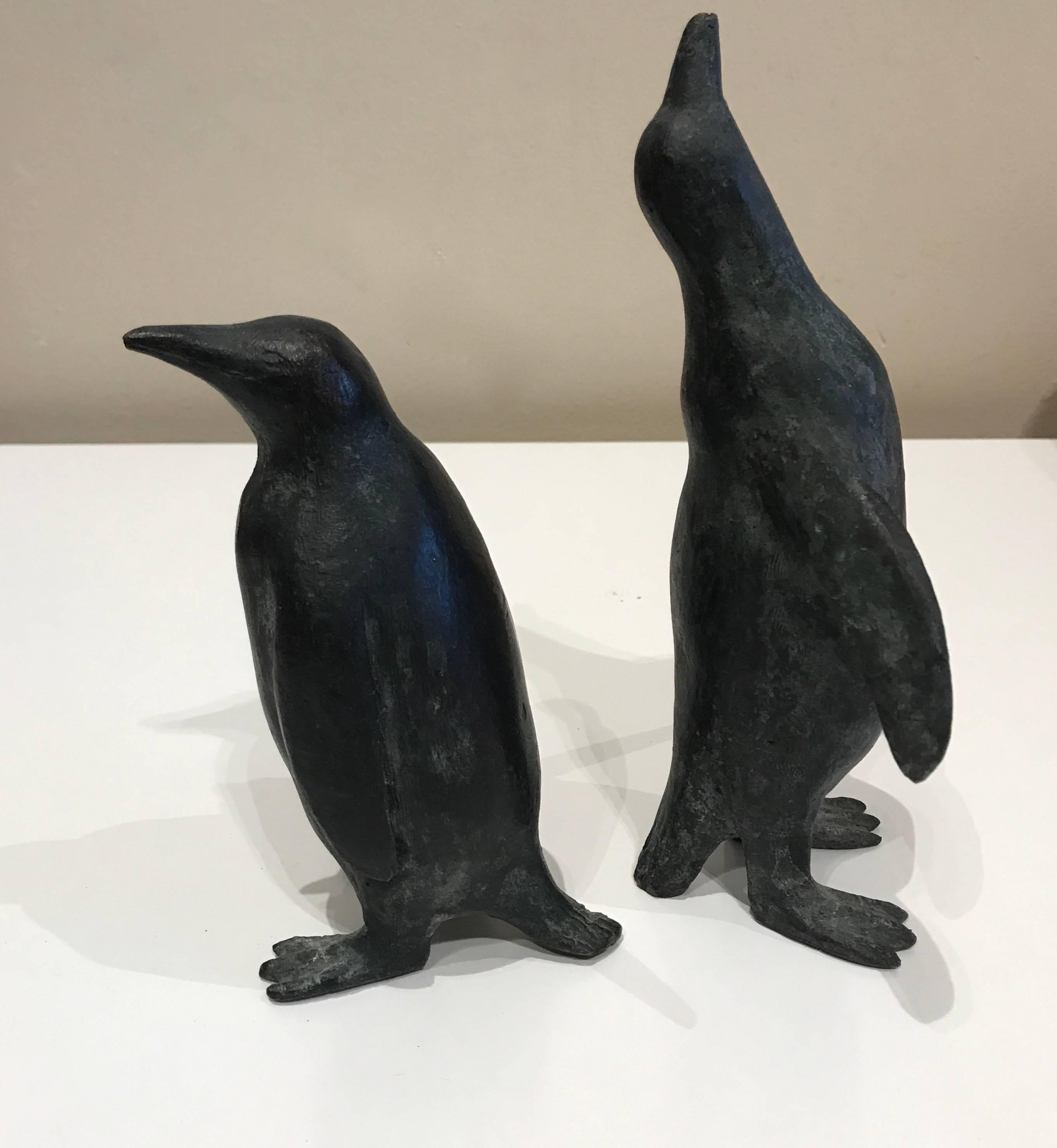 Other 1930s Pair of Cast Solid Bronze Penguins Numbered Series