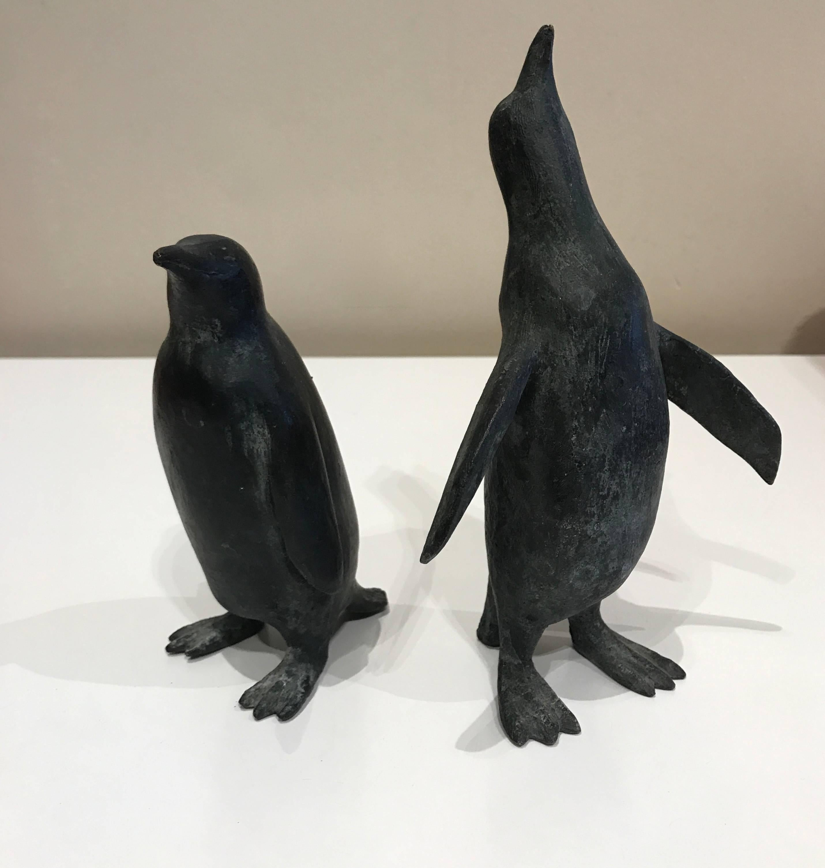 1930s Pair of Cast Solid Bronze Penguins Numbered Series In Good Condition In San Francisco, CA