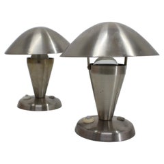 1930s Pair of Chrome Plated Bauhaus Lamps, Czechoslovakia