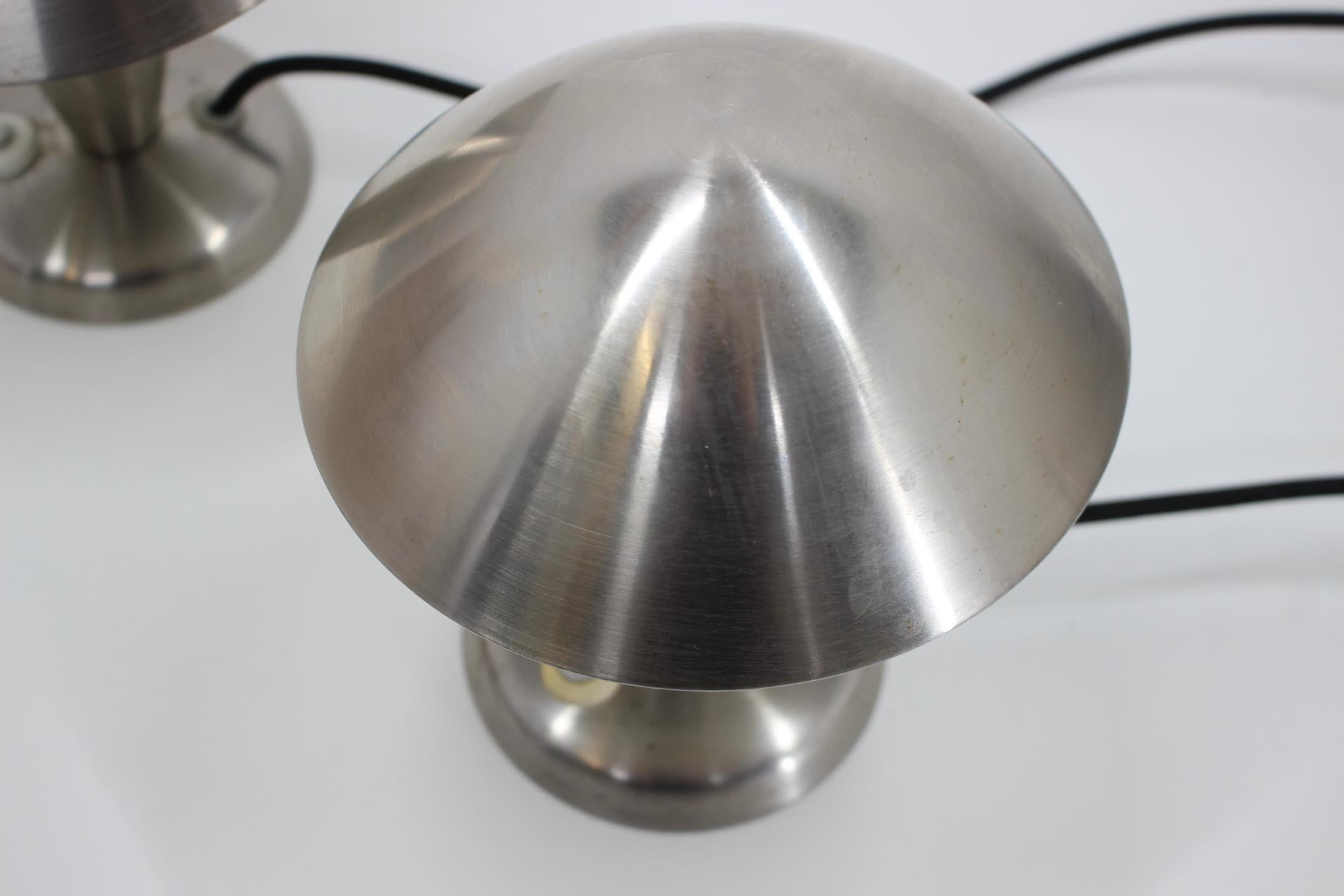 1930s Pair of Chrome Plated Bauhaus Lamps, Czechoslovakia 1