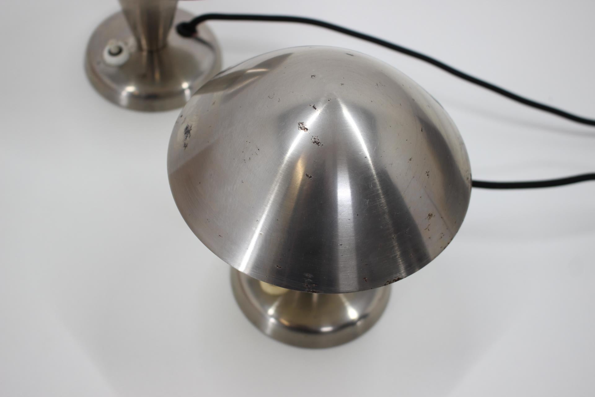 Paire de lampes Bauhaus en métal chromé des années 1930, Tchécoslovaquie en vente 2