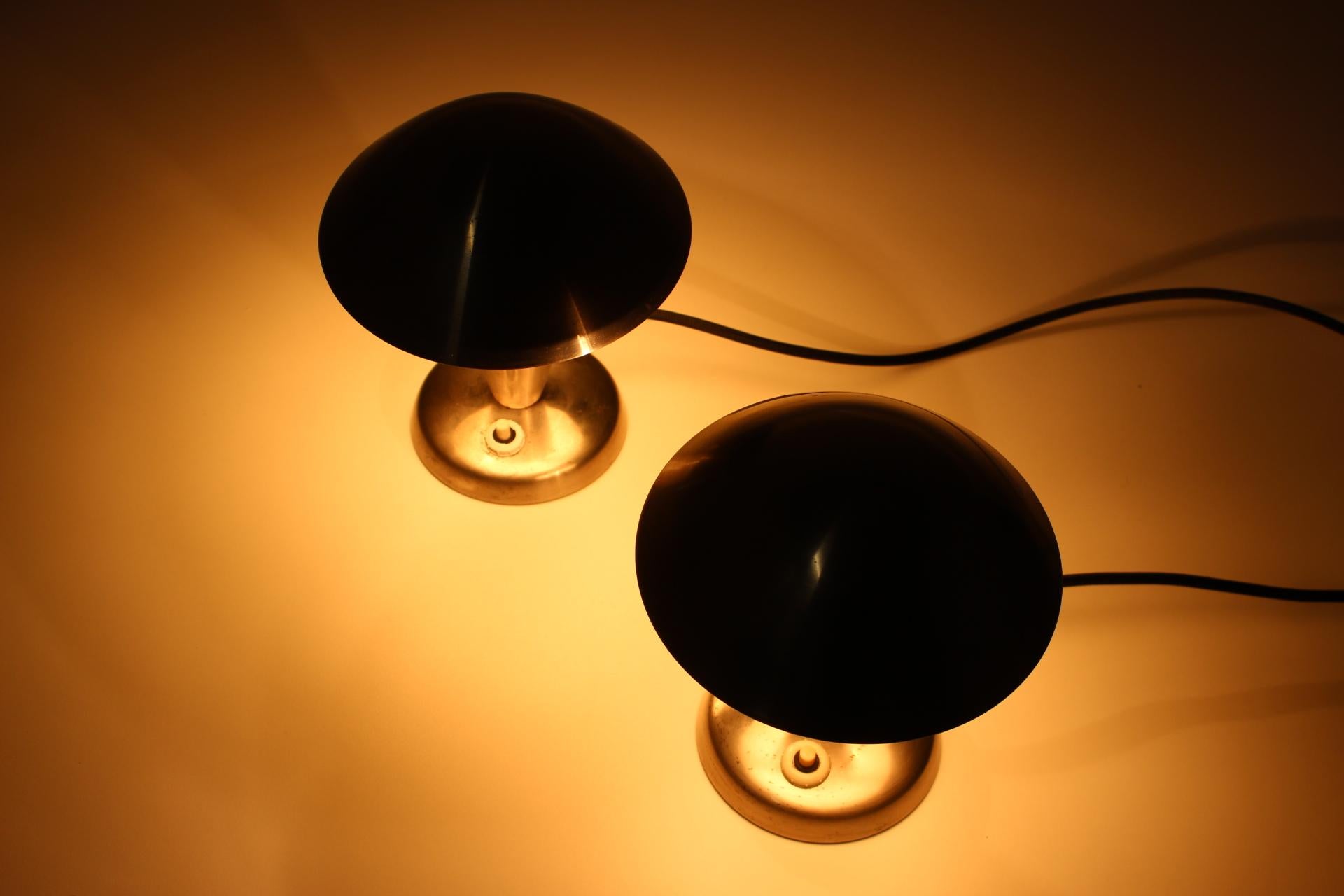 1930s Pair of Chrome Plated Bauhous Lamps, Czechoslovakia For Sale 1