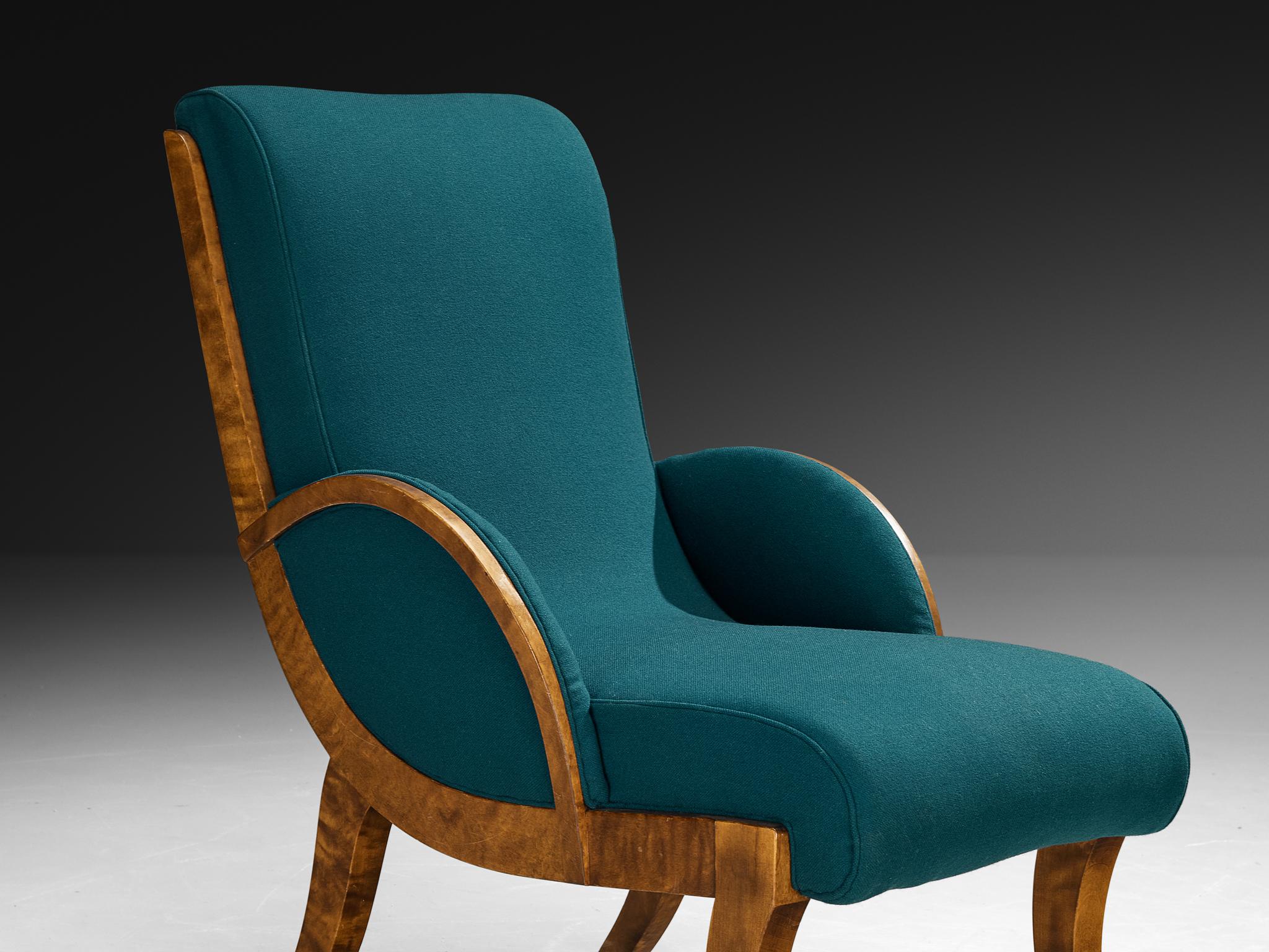Scandinavo moderno Coppia di sedie da salotto finlandesi Art Deco curve in betulla del 1930 in vendita