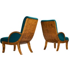 Coppia di sedie da salotto finlandesi Art Deco curve in betulla del 1930