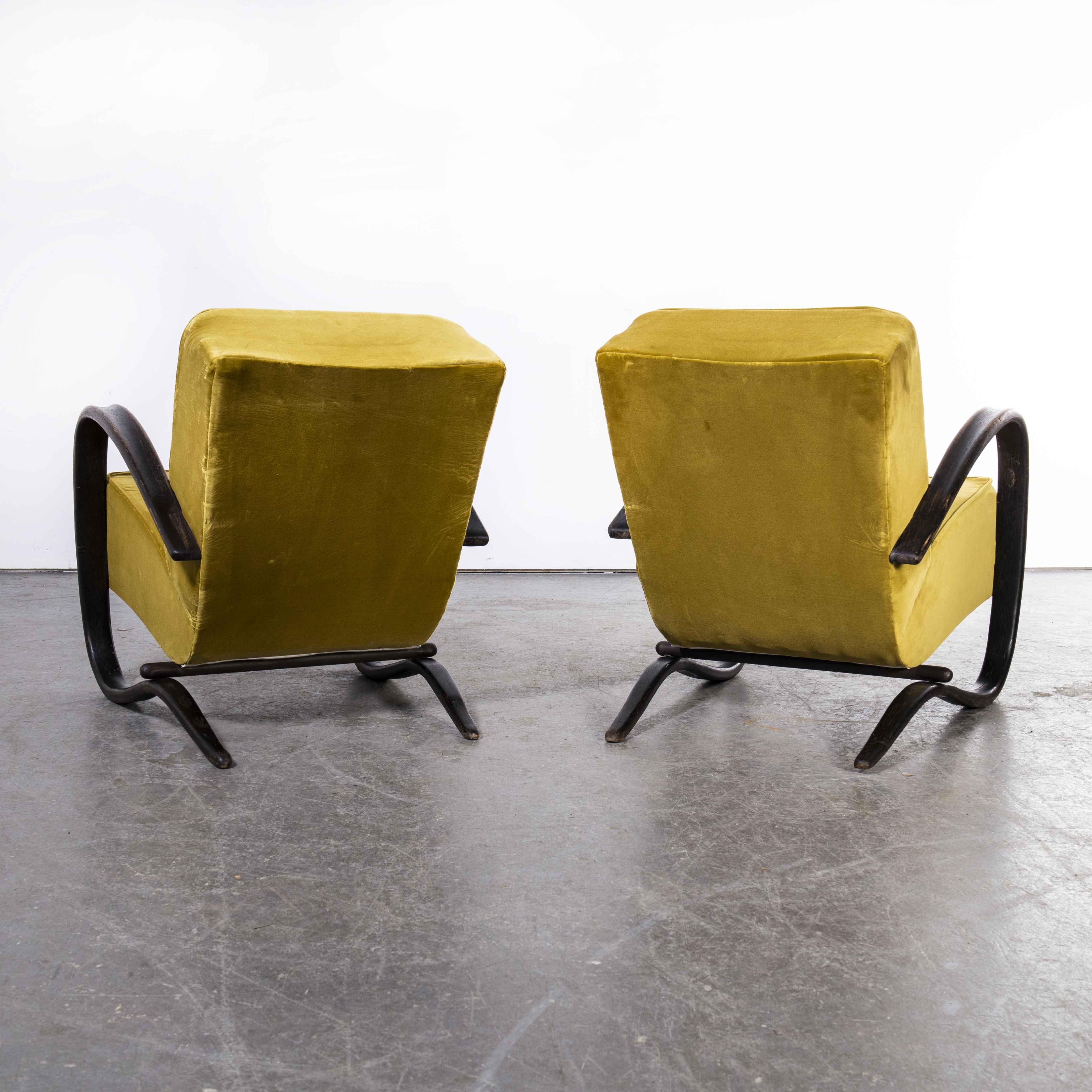 Mid-20th Century 1930's Pair of H269 Reupholstered Armchairs, Jindrich Halabala 'Model 1287.1'