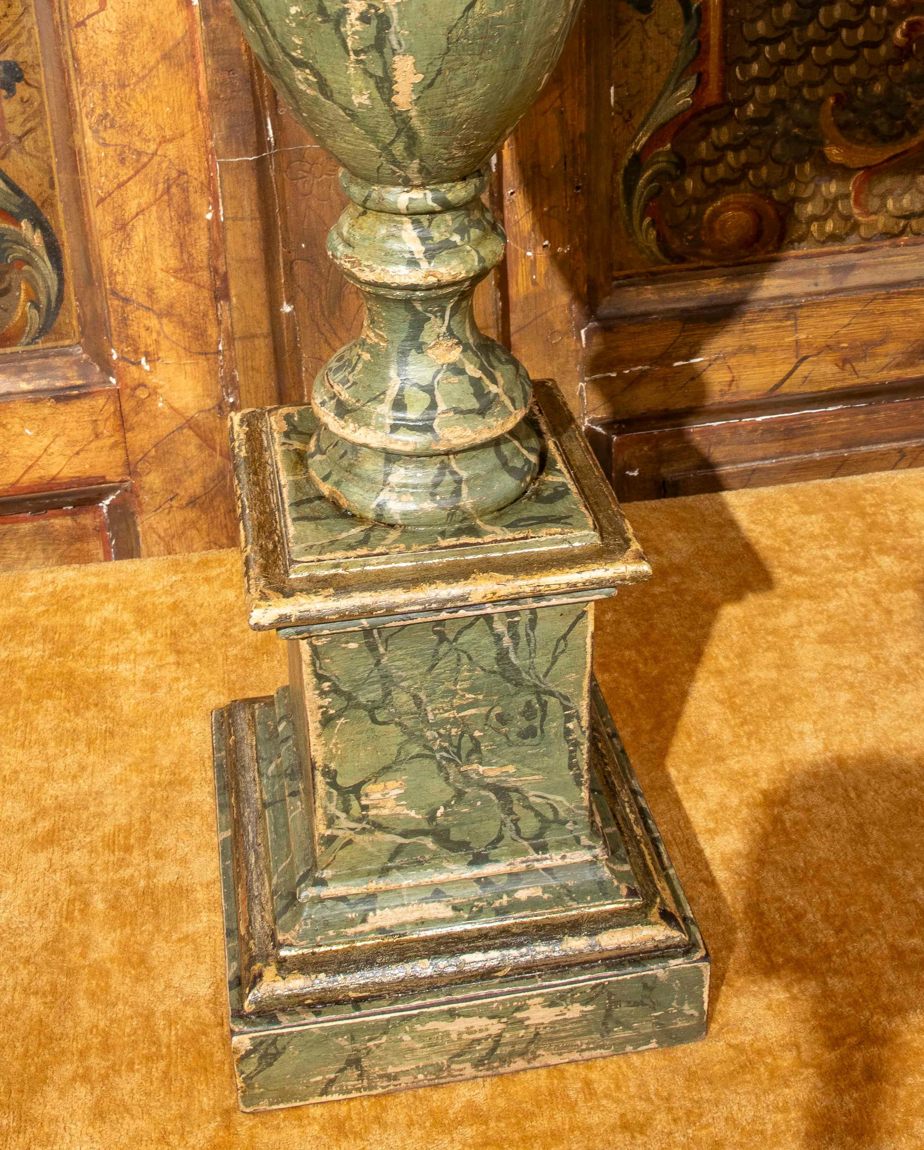 Paire de lampes de table en bois marbré à la main de style classique Greene & Greene des années 1930 Bon état - En vente à Marbella, ES