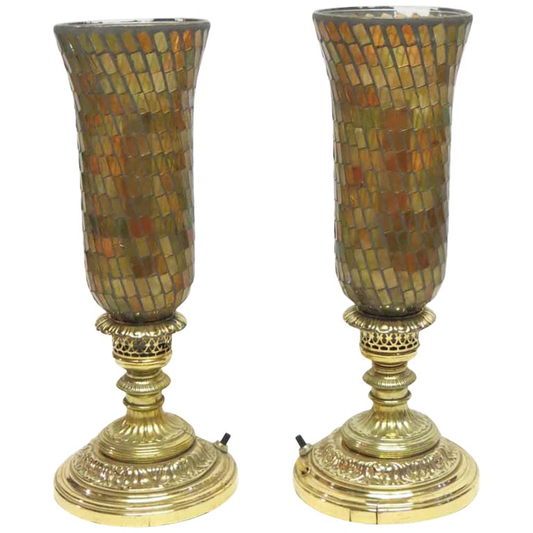 1930s Pair of Hurricane Lamps with Opalescent Colored Glass Shades For Sale  at 1stDibs | antique hurricane lamps for sale, hurricane lamps glass, glass hurricane  lamps