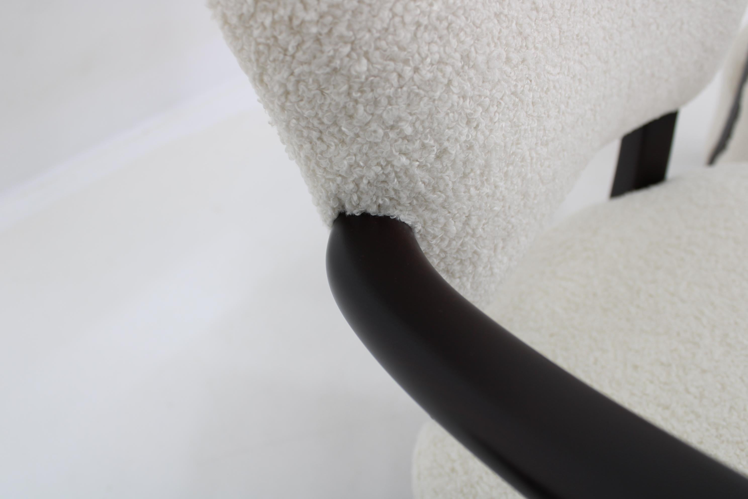 Czech 1930s Pair of Jindrich Halabala Art Deco H-237 Armchairs in Bouclé, Restored