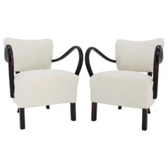 1930s Pair of Jindrich Halabala Art Deco H-237 Armchairs in Bouclé, Restored