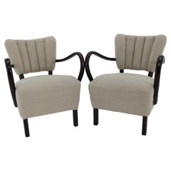Paire de fauteuils Jindrich Halabala Art Deco H-237 des années 1930 en bouclé, restaurés