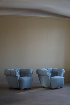 1930s Pair of Lounge Chairs, Reupholstered in Bouclé, Art Deco, Danish Modern