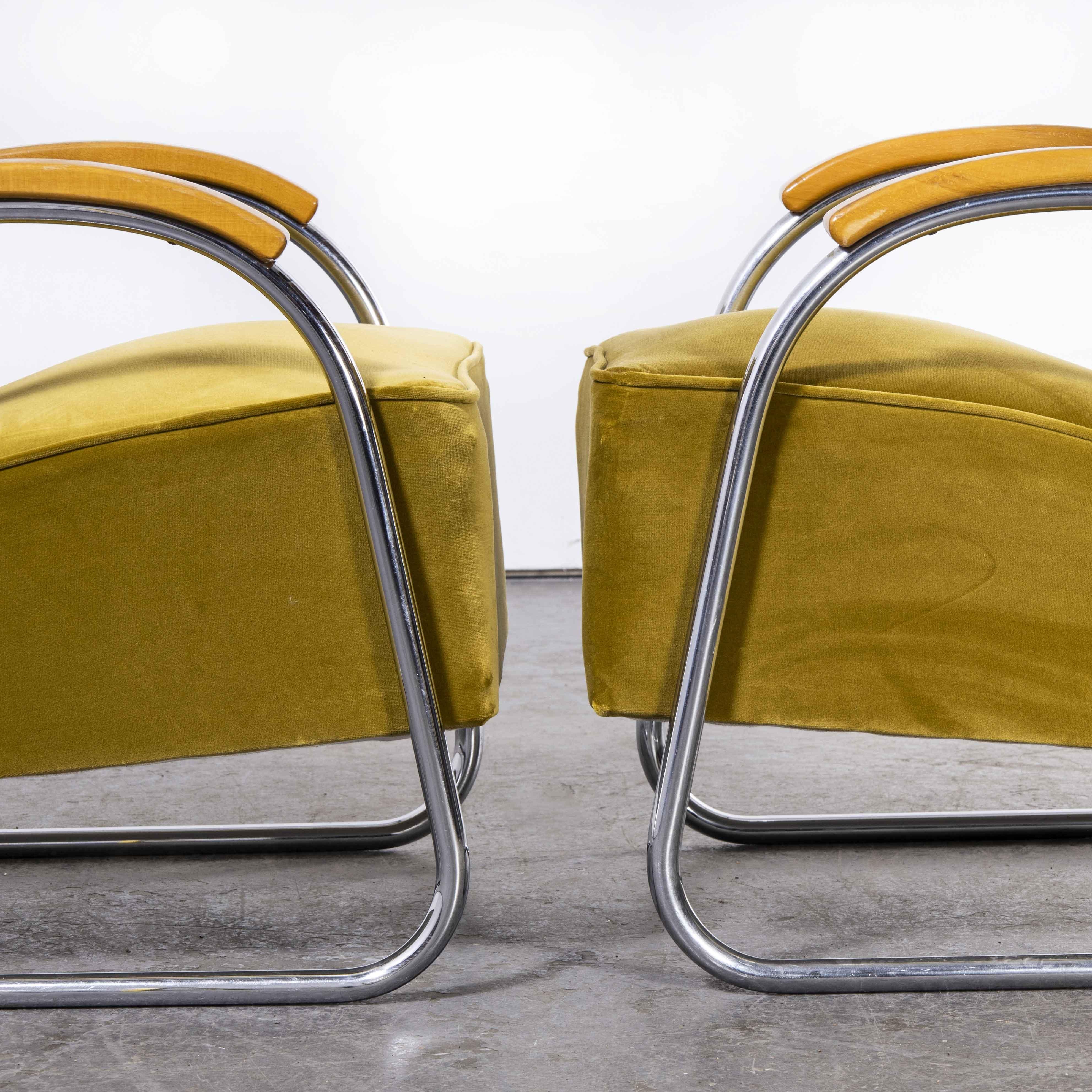 Mid-20th Century 1930's Pair of Mucke Melder Original Armchairs, FN 21, Fully Restored For Sale