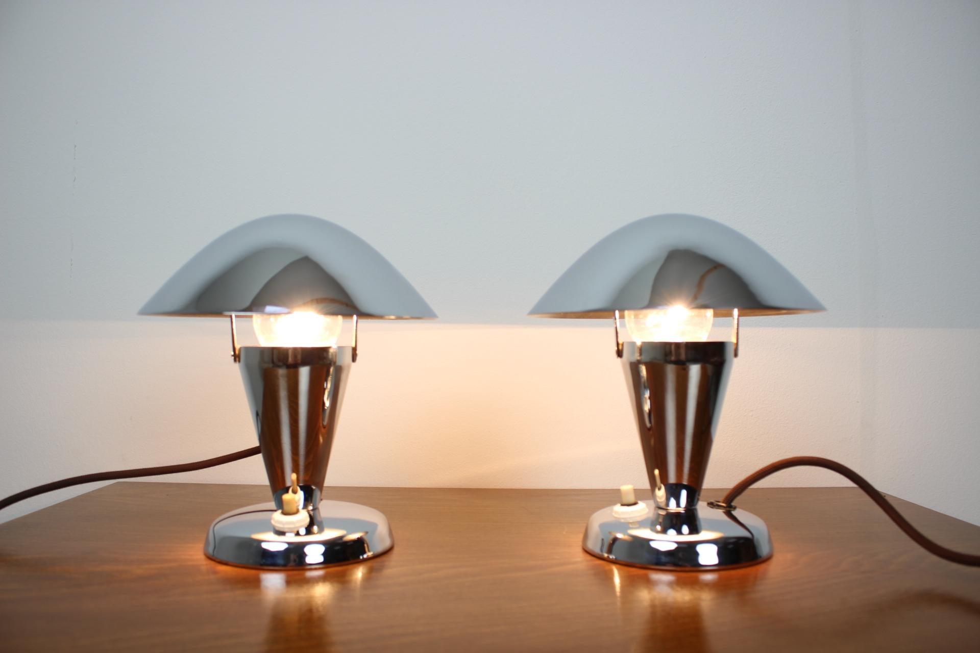 1930s Pair of Newly Chromed Lamps, Czechoslovakia For Sale 2