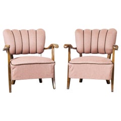1930s Pair of Re-Upholstered Armchairs Czech Design