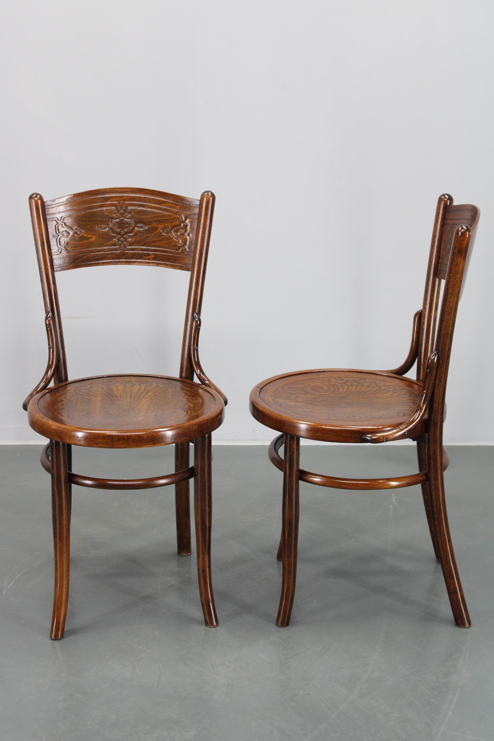 1930s Pair of Restore Beech Chairs by Thonet - Mundus, Czechoslovakia For Sale 11