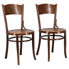 1930s Pair of Restore Beech Chairs by Thonet - Mundus, Czechoslovakia