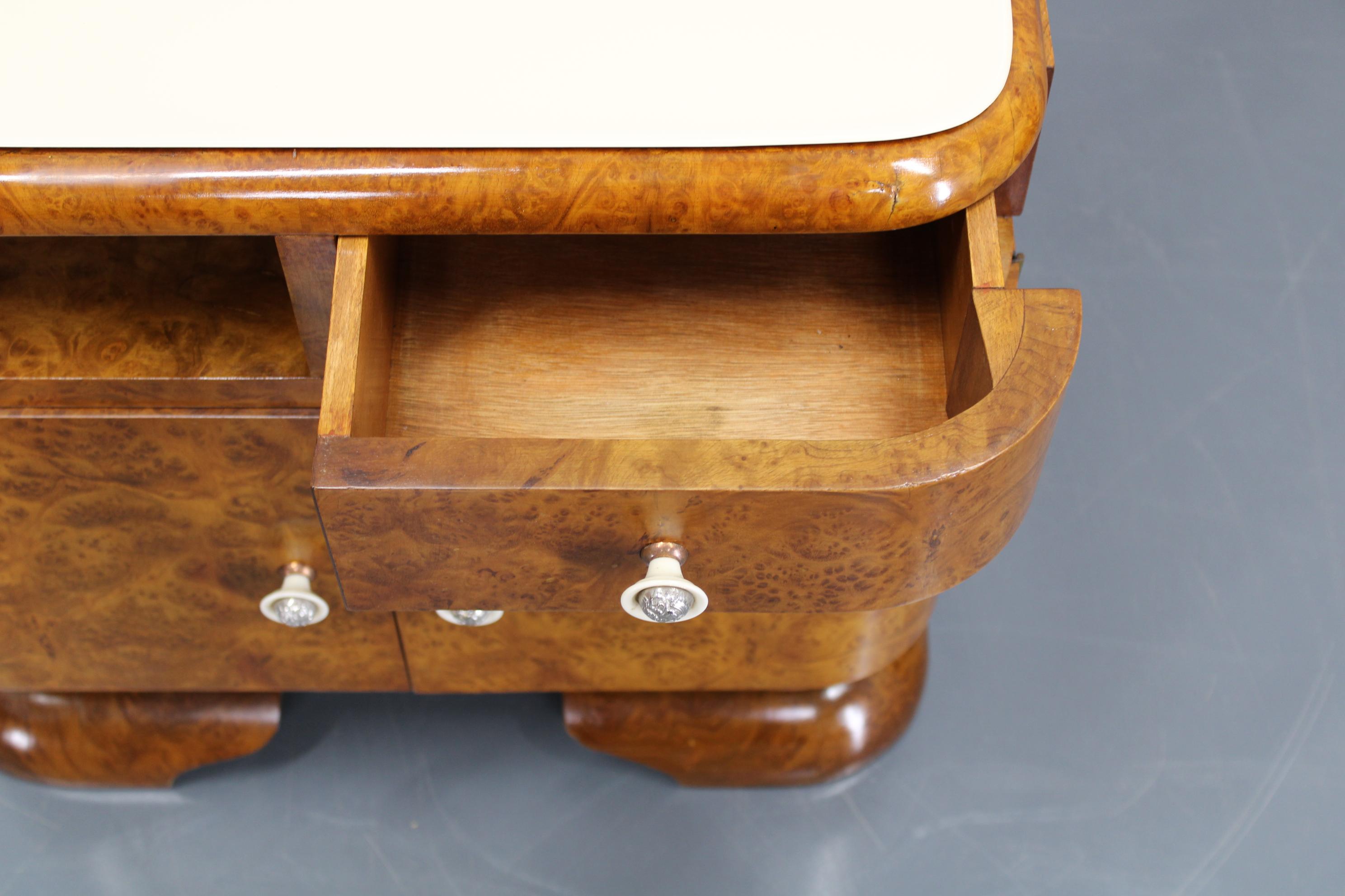 1930s Pair of Restored Art Deco Night Stands, Czechoslovakia 5
