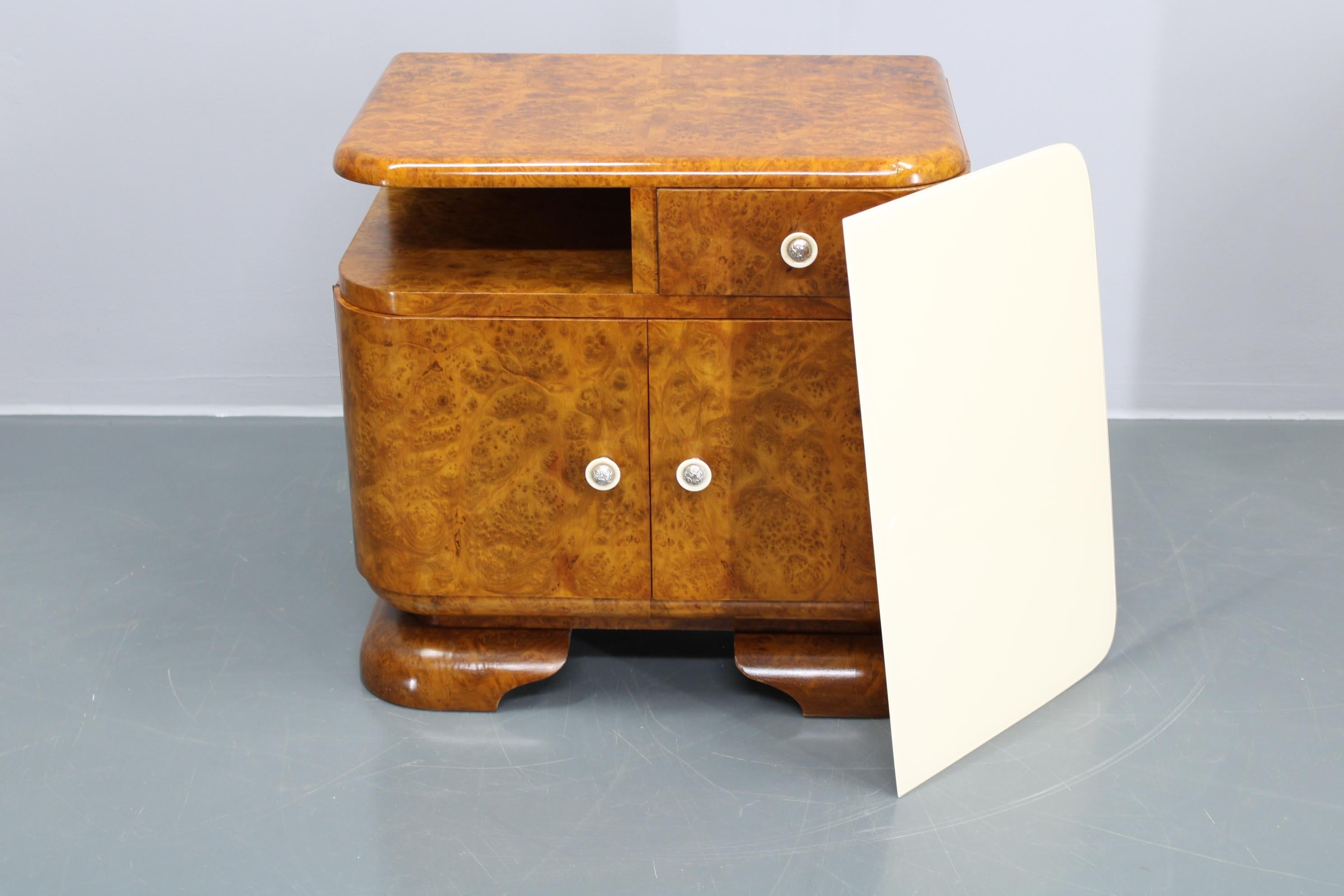 1930s Pair of Restored Art Deco Night Stands, Czechoslovakia 7