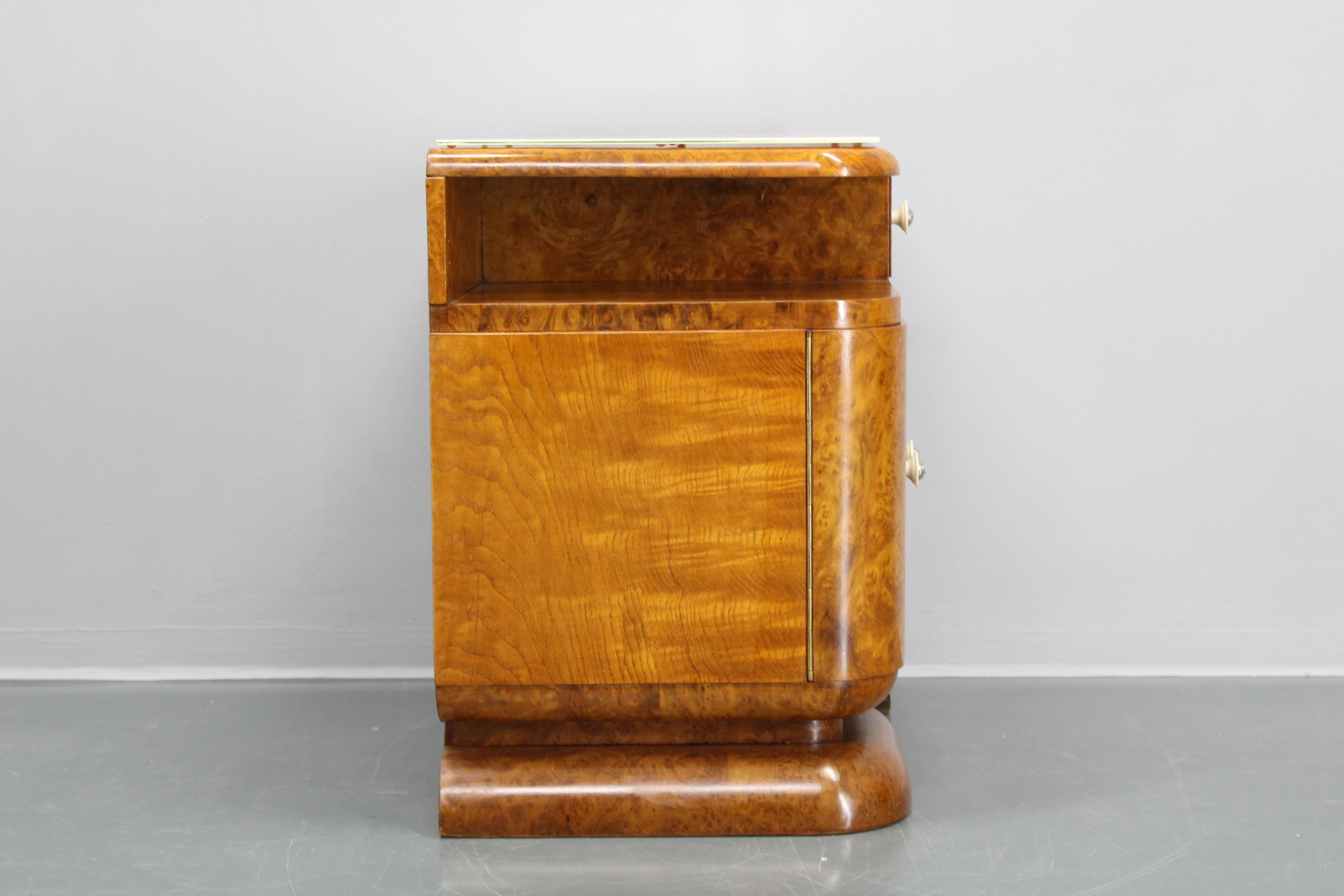 1930s Pair of Restored Art Deco Night Stands, Czechoslovakia 10