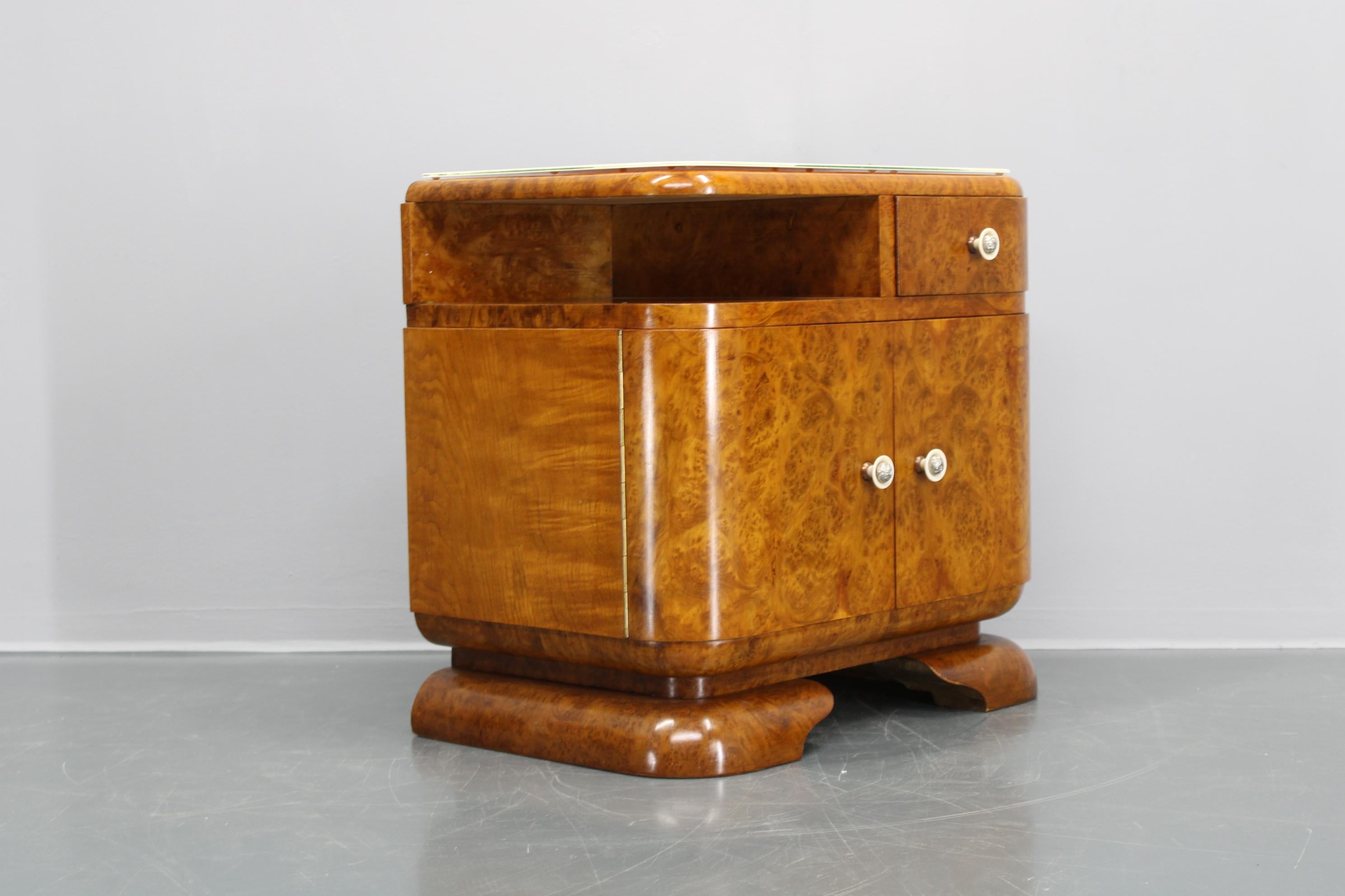 1930s Pair of Restored Art Deco Night Stands, Czechoslovakia 11