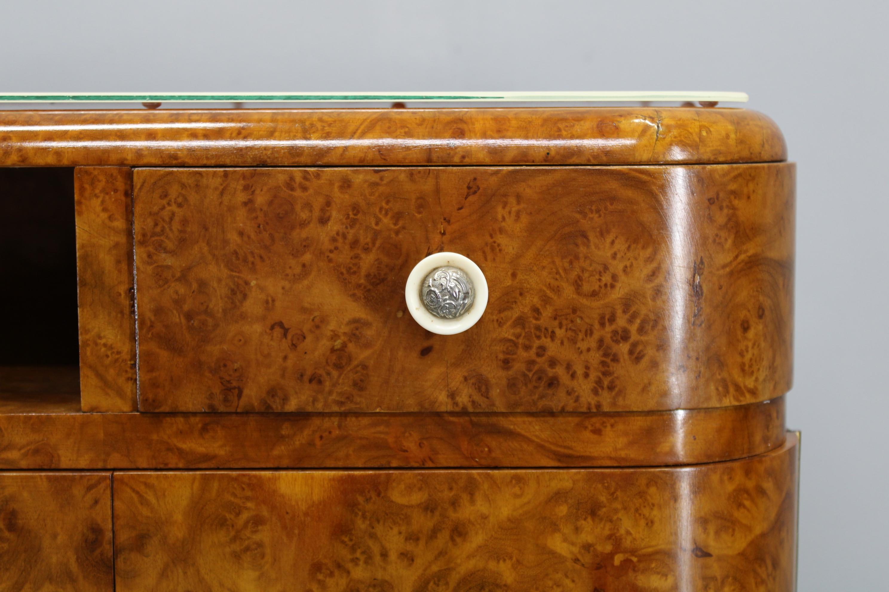 Maple 1930s Pair of Restored Art Deco Night Stands, Czechoslovakia