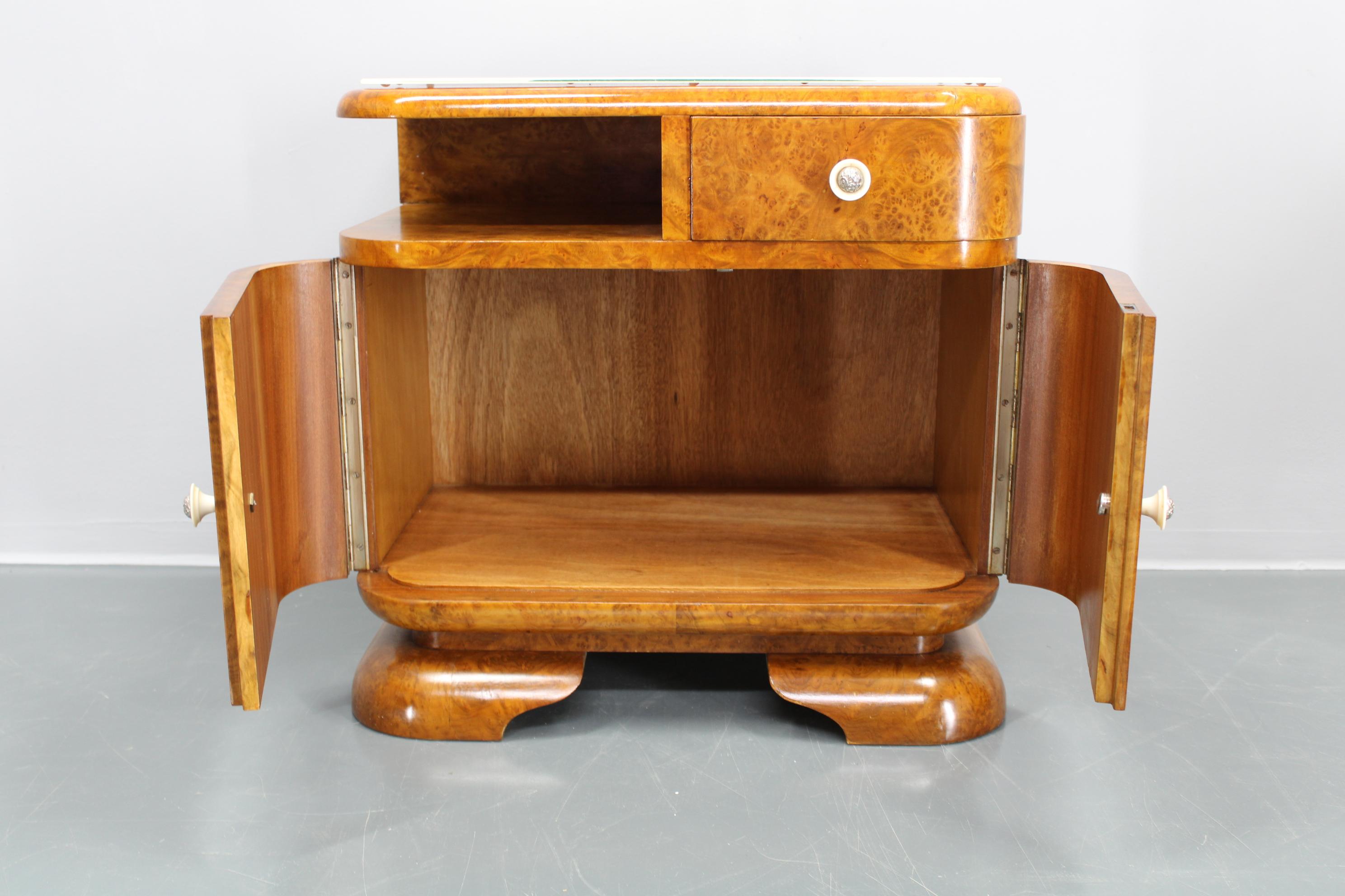 1930s Pair of Restored Art Deco Night Stands, Czechoslovakia 1