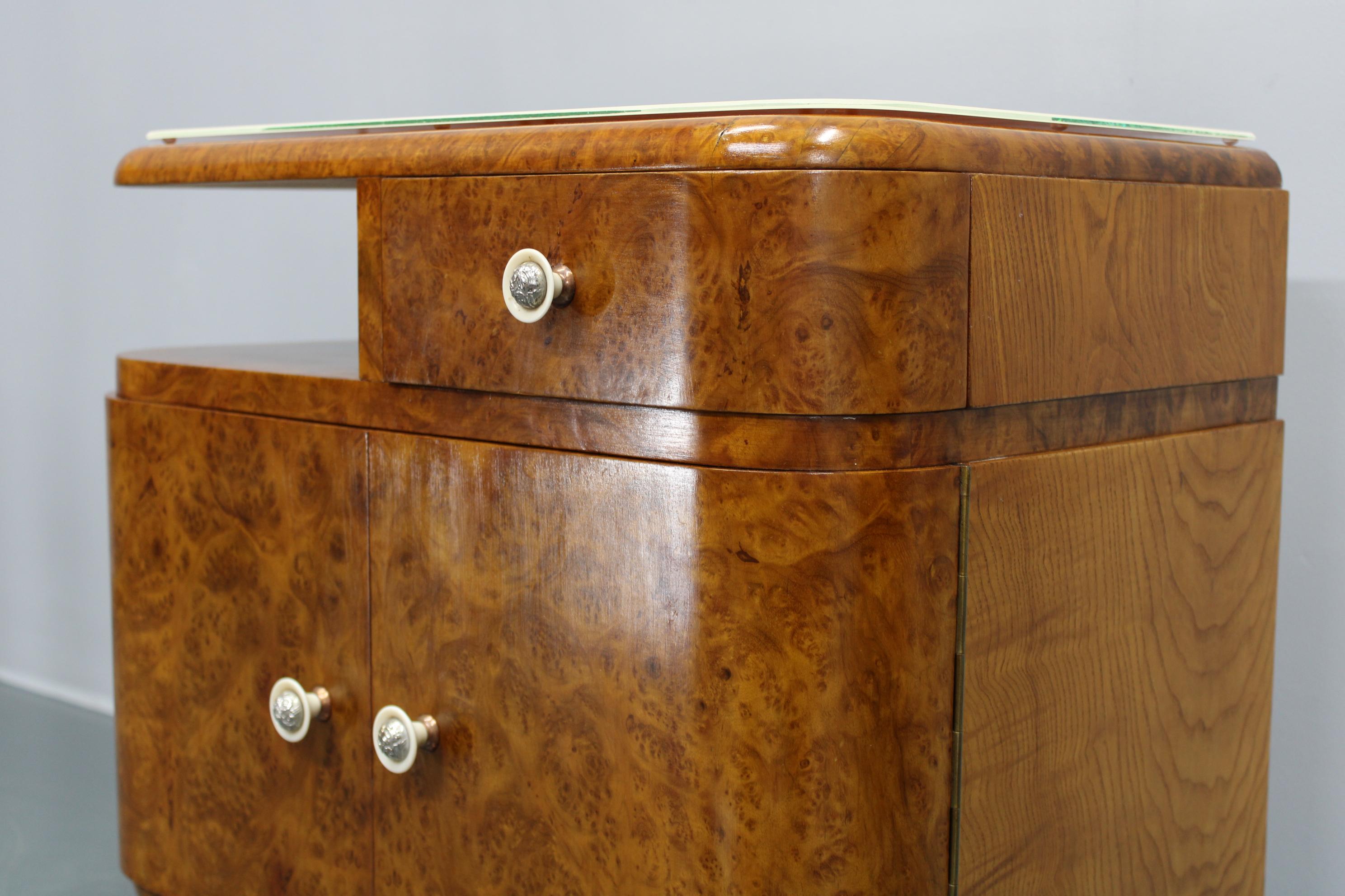 1930s Pair of Restored Art Deco Night Stands, Czechoslovakia 3