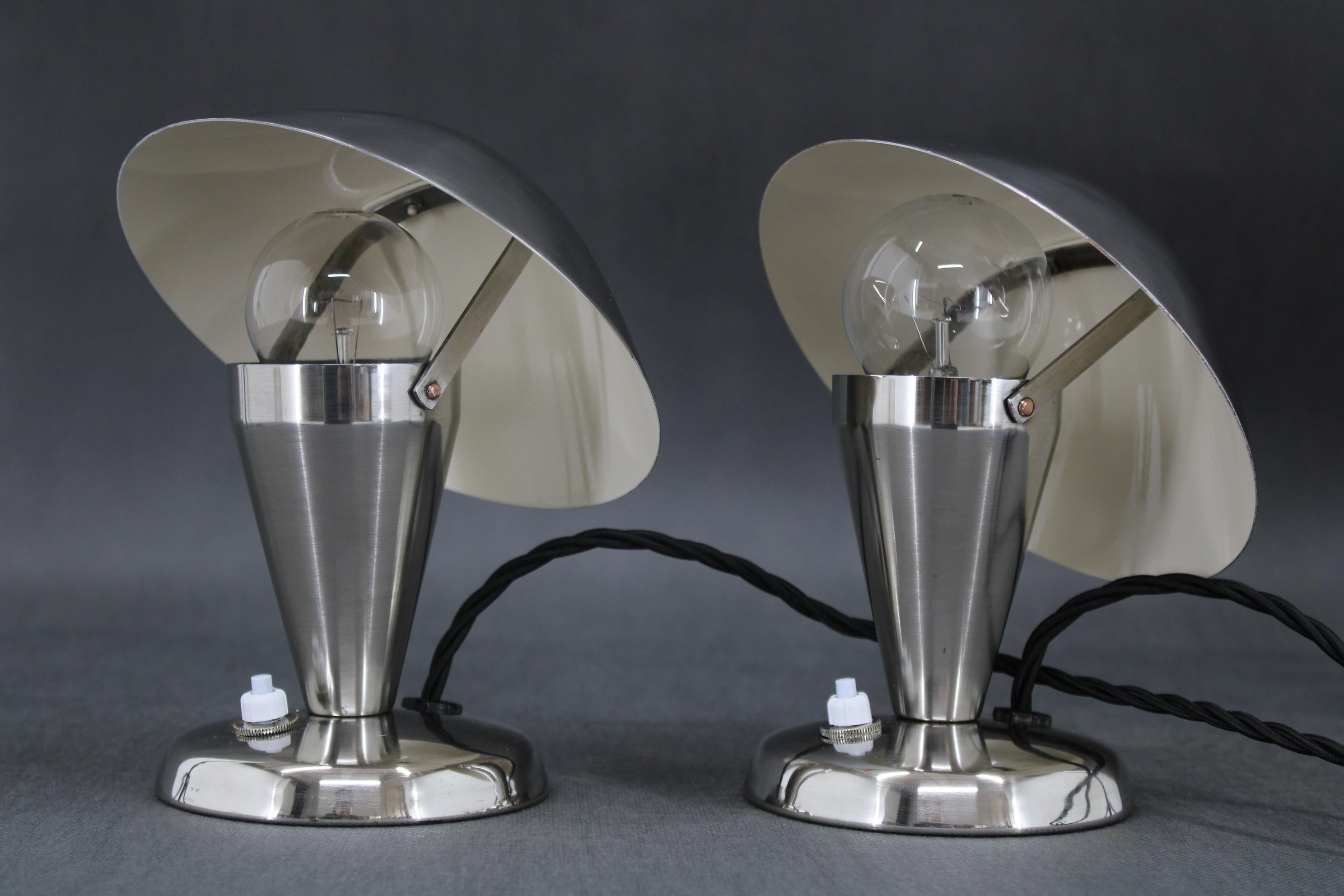 1930s Pair of Restored Bauhaus Table Lamps, Czechoslovakia In Good Condition For Sale In Praha, CZ