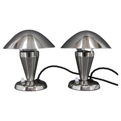 1930s Pair of Restored Bauhaus Table Lamps, Czechoslovakia