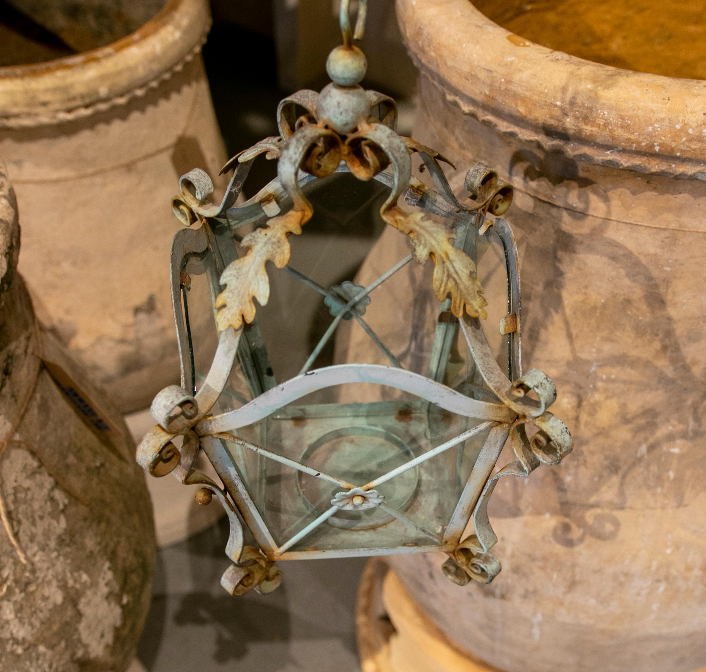 1930s Pair of Spanish Iron Ceiling Lamps 1