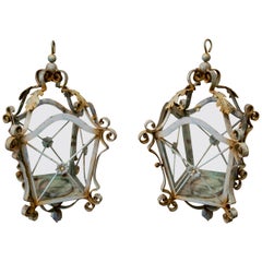 1930s Pair of Spanish Iron Ceiling Lamps