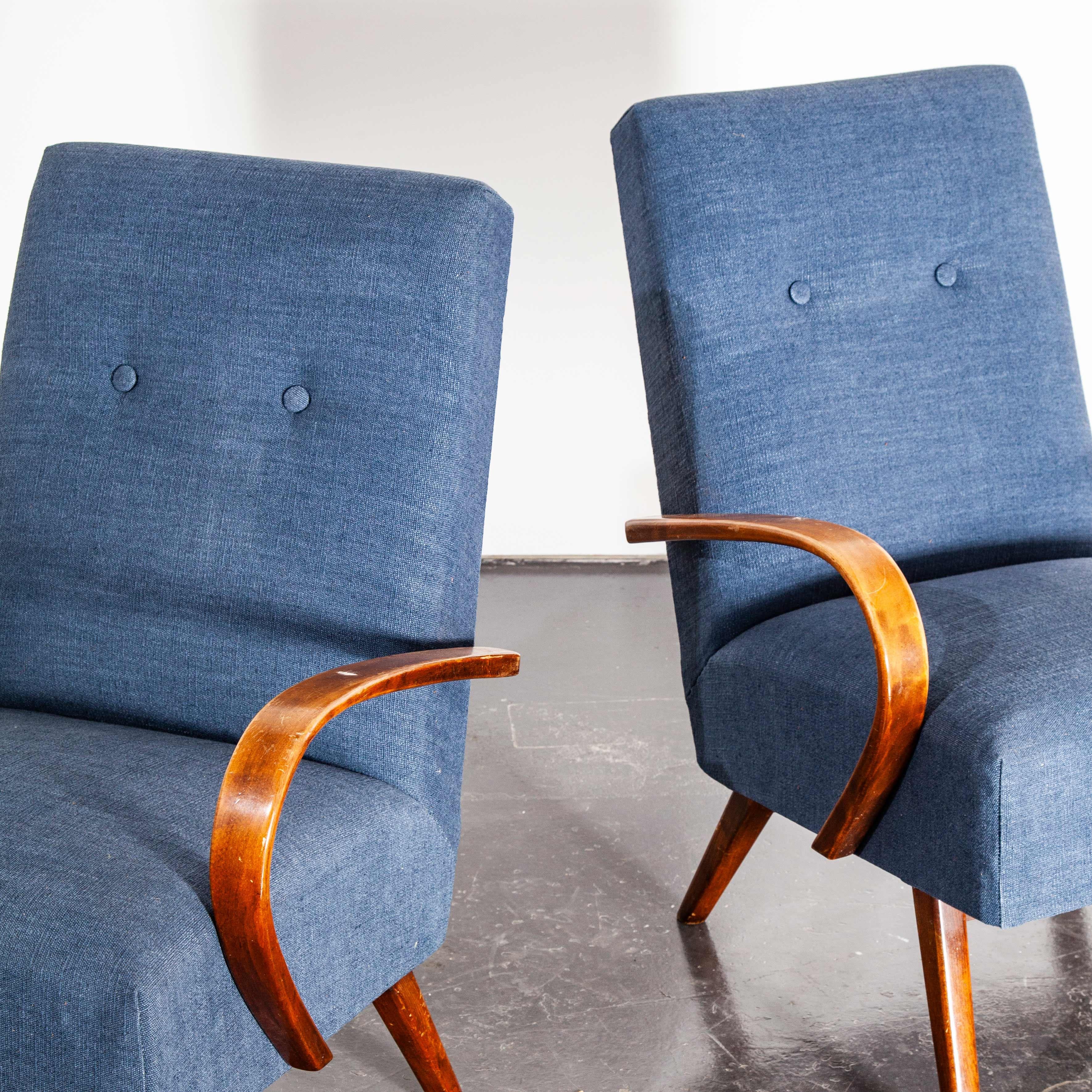 Mid-20th Century 1930s Pair of Upholstered Armchairs by Jindrich Halabala