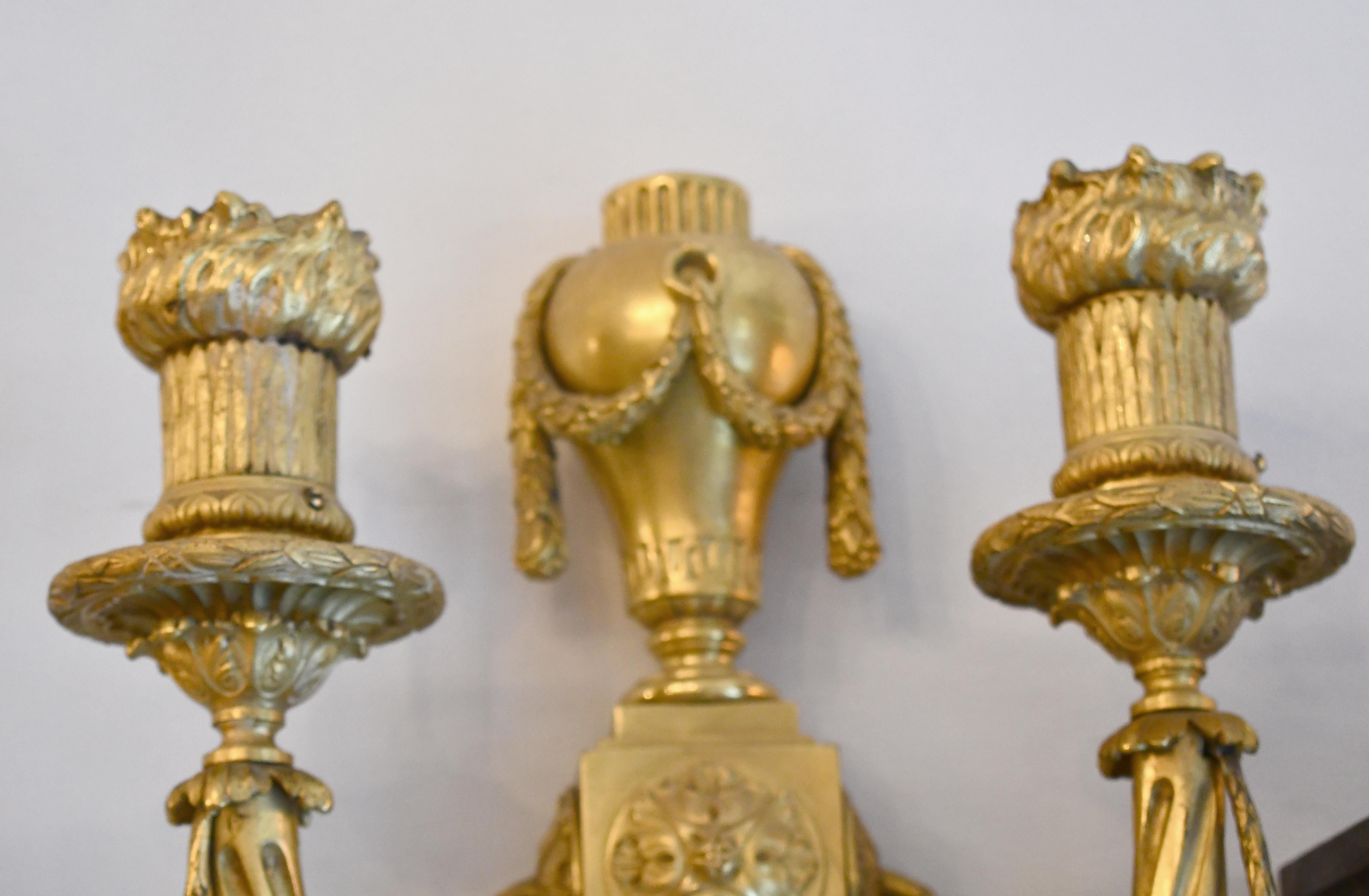 1930s Pair EF Caldwell 2 Arm Gilded Bronze Sconces For Sale 5