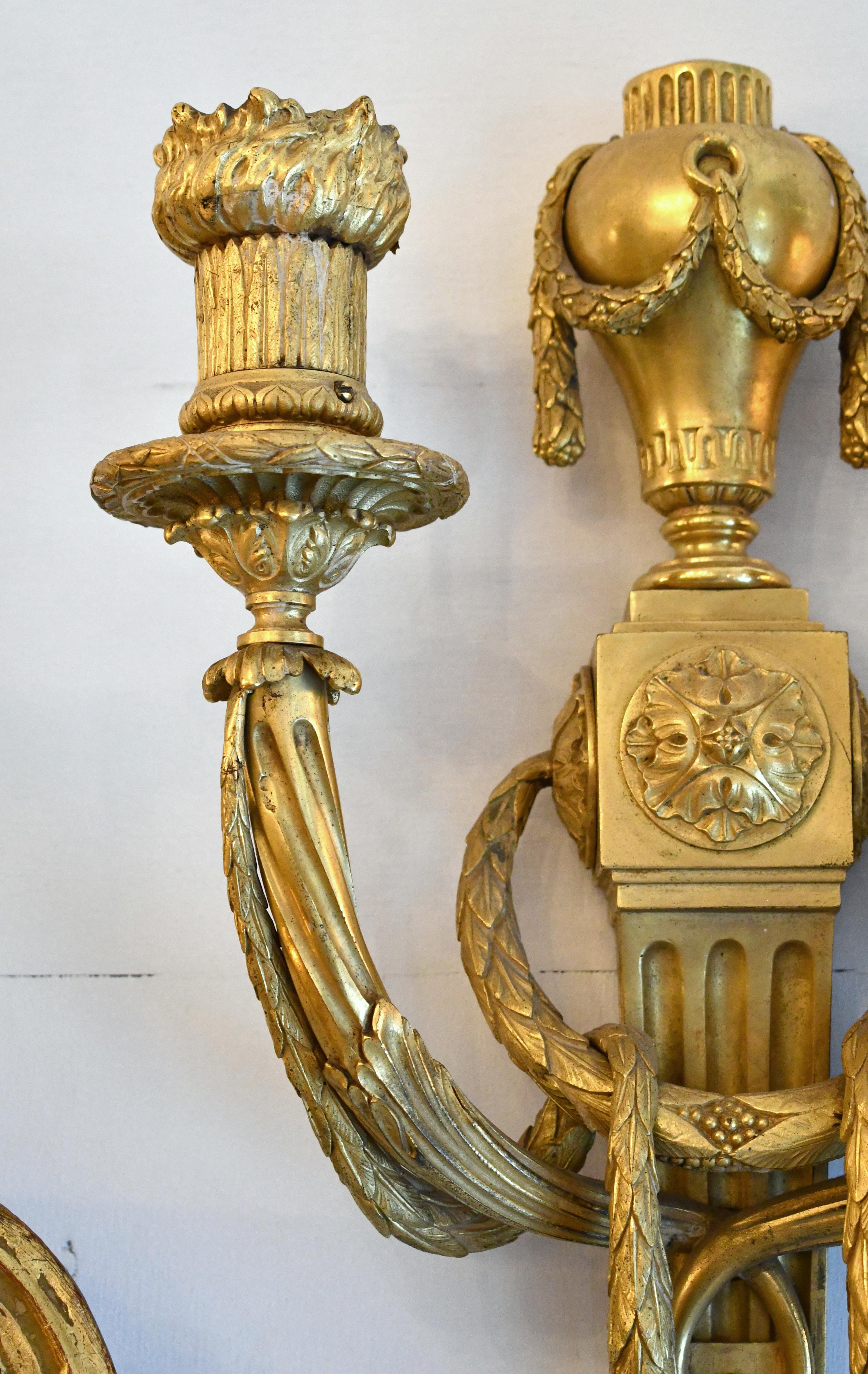 1930s Pair EF Caldwell 2 Arm Gilded Bronze Sconces In Good Condition For Sale In New York, NY